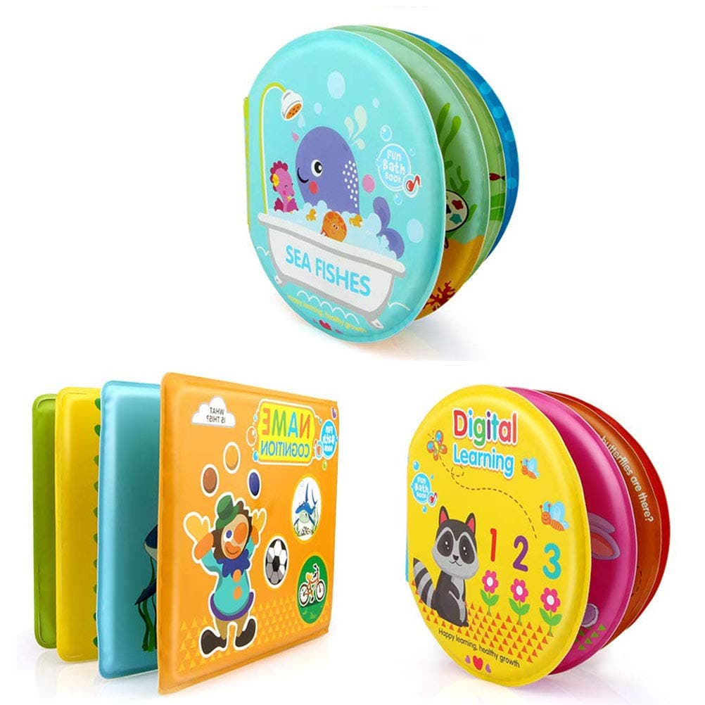 JOKFEICE Baby Bath Books Educational Waterproof Baby Bathtime Plastic Books for Toddlers Infants Children Boys and Girls