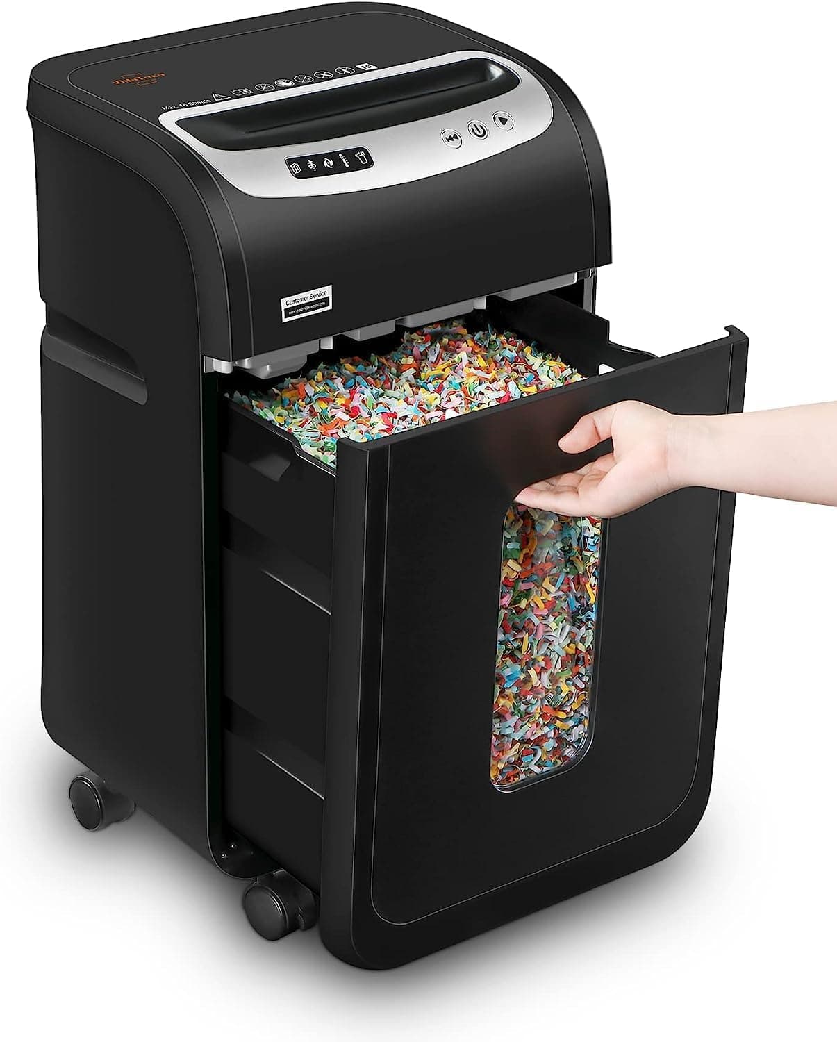 VidaTeco Micro-Cut 18-Sheet Heavy Duty Paper Shredder, P-4, 30L Bin | 60-Min Runtime, Shreds Paper, Cards, Staples & Clips, Jam-Proof, Home Office with 30L Pullout Bin and Wheels