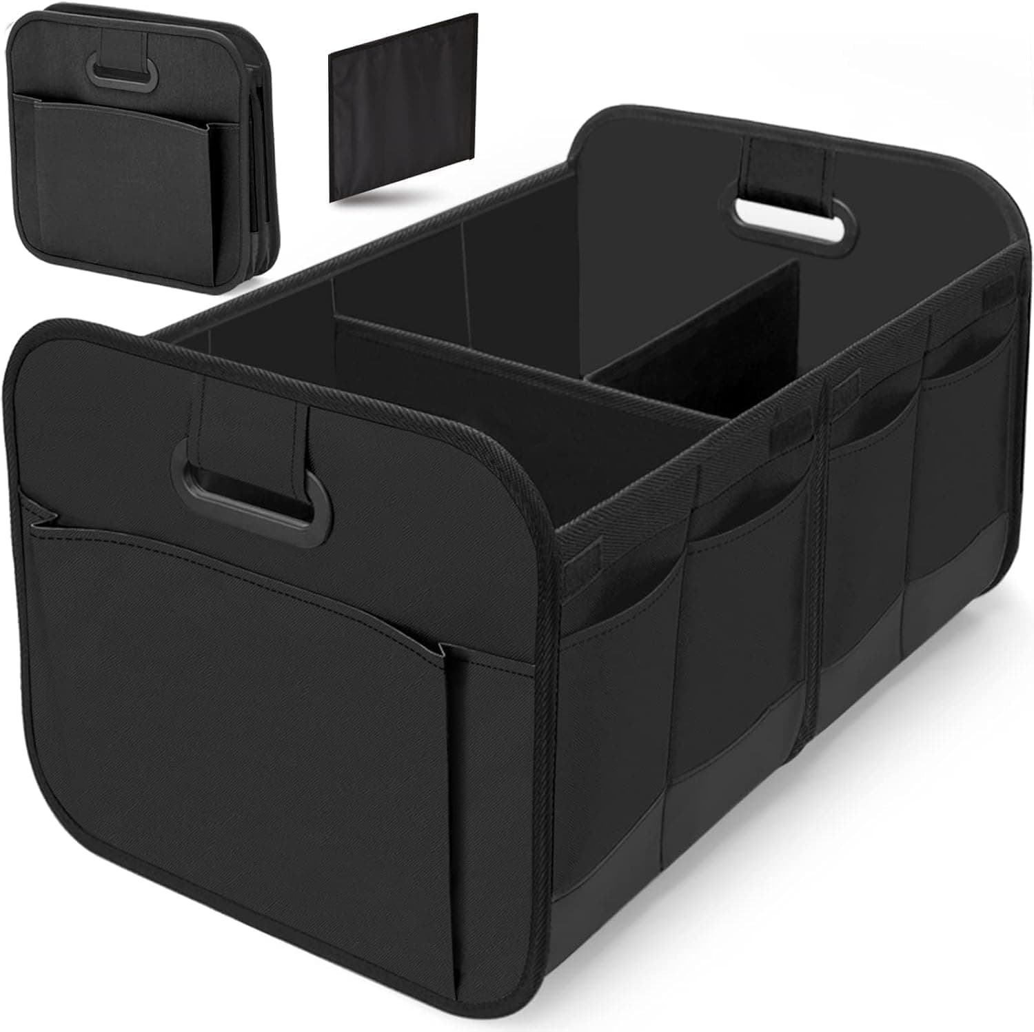 Aputue Car Trunk Organizer, 60x35x30cm Foldable, 600D Oxford Multi-Compartment, Reinforced Handles Non-Slip Base, Universal Fit for Cars SUVs Trucks, Vehicle Storage Accessories.