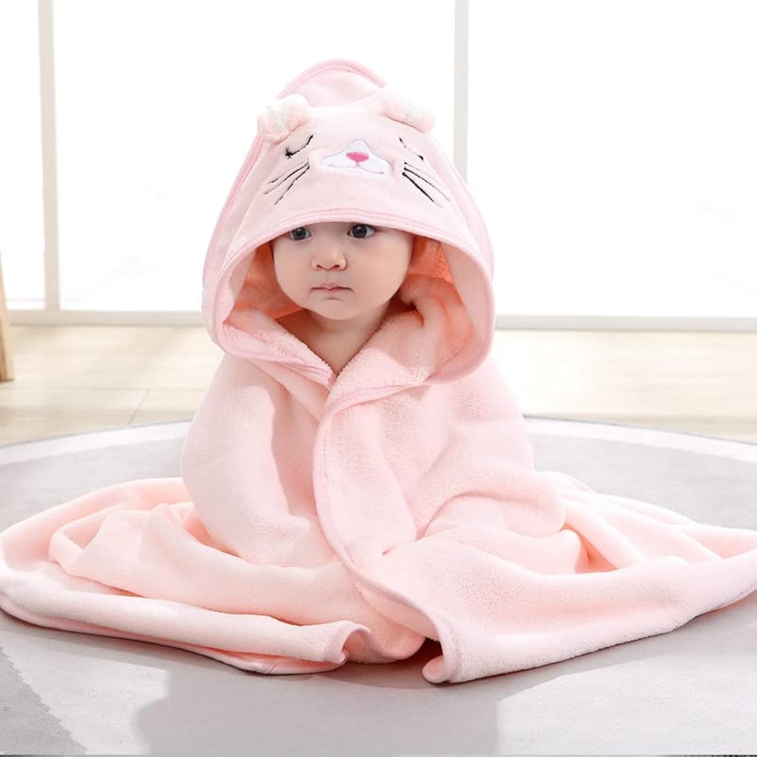 Baby Bath Towel Cute Animal Face Coral Fleece Baby Bath Towels Poncho Cape for Boy and Girl'