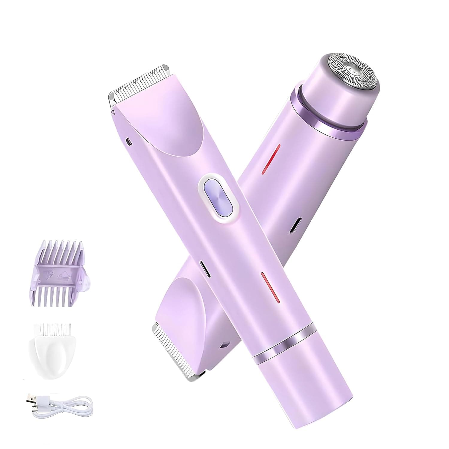 2025 New 2-in-1 Women's Hair Remover, IPX7 Waterproof Electric Shaver with LED Light, Ceramic Blade, USB Fast Charging, for Bikini/Underarm/Legs,Gift for Women,Purple