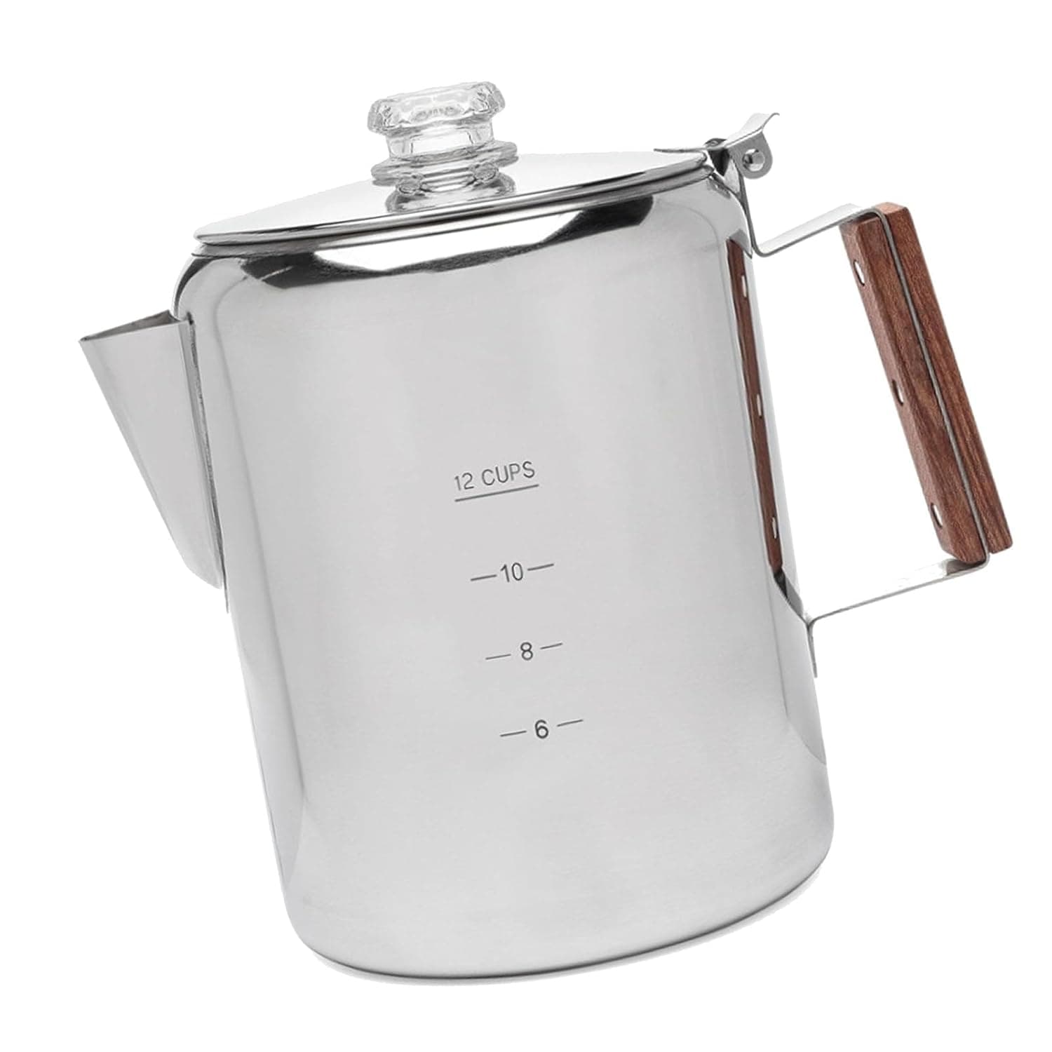 Stainless Steel Coffee Pot, Multi Stove Coffee Server Pot Brewing Stovetop Percolator with V Spout Wood Handle, Ideal for Camping Stove, Ovens & Gas (12 Cup 2000-3000ML)