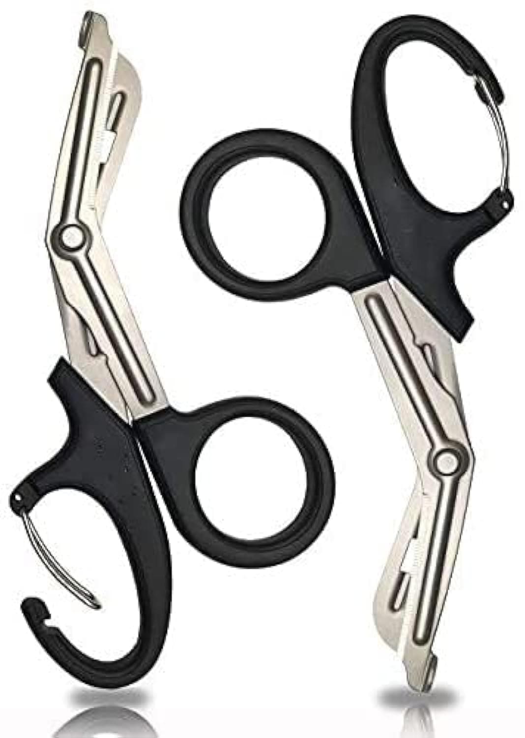 Chefkit 2 Pack 7.5" Trauma Shears With Carabiner-Titanium Coated Bandage Scissors, Nursing Scissors With Non-Stick Blades Stainless Steel for Workers, Doctors & Nurses
