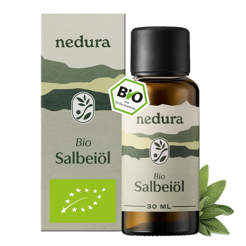 nedura Organic Sage Oil [100% Natural Pure] - Made of Real Sage - Essential Oils for Aromatherapy and Diffuser - 30 ml