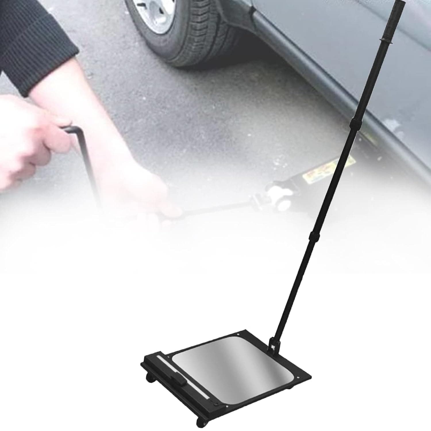 Home Care Under Vehicle Inspection Mirror,with Led Light,Underbody Inspection Mirror,Adjustable Retractable Handle 50-110cm,Inspect Cars,Machines,Warehouses,Schools