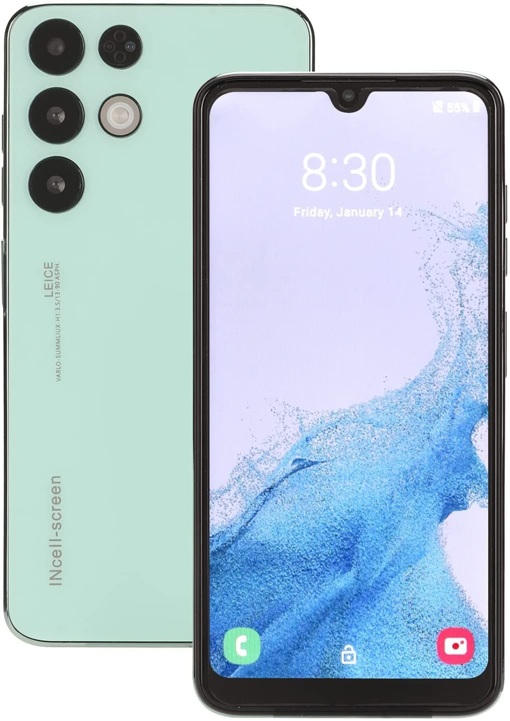 6.3 Inch Smartphone for Android 6.0-1960 X 1080 HD LCD Screen, 5G Network Mobile Phone, 4GB RAM 32GB ROM, Face Unlocked, Front 8MP Rear 16MP, 5000mAh Ultra Long Standby, Green