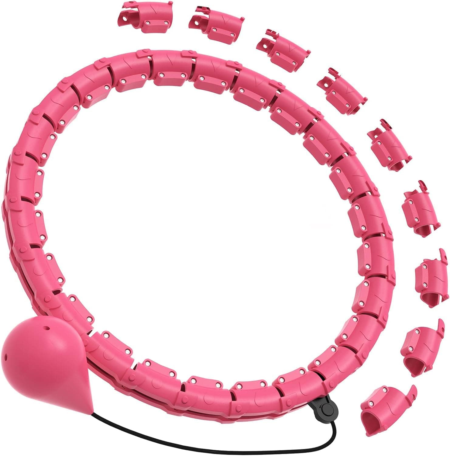 ALMEKAQUZ Smart Weighted Fitness Hoops, 2 in 1 Weight Loss Massage Fitness Circles, 24 Section Adjustable Weighted Hula Hoop,Fit Hoop with Small Ball Auto Rotate 360 Degree, Suitable for Adults