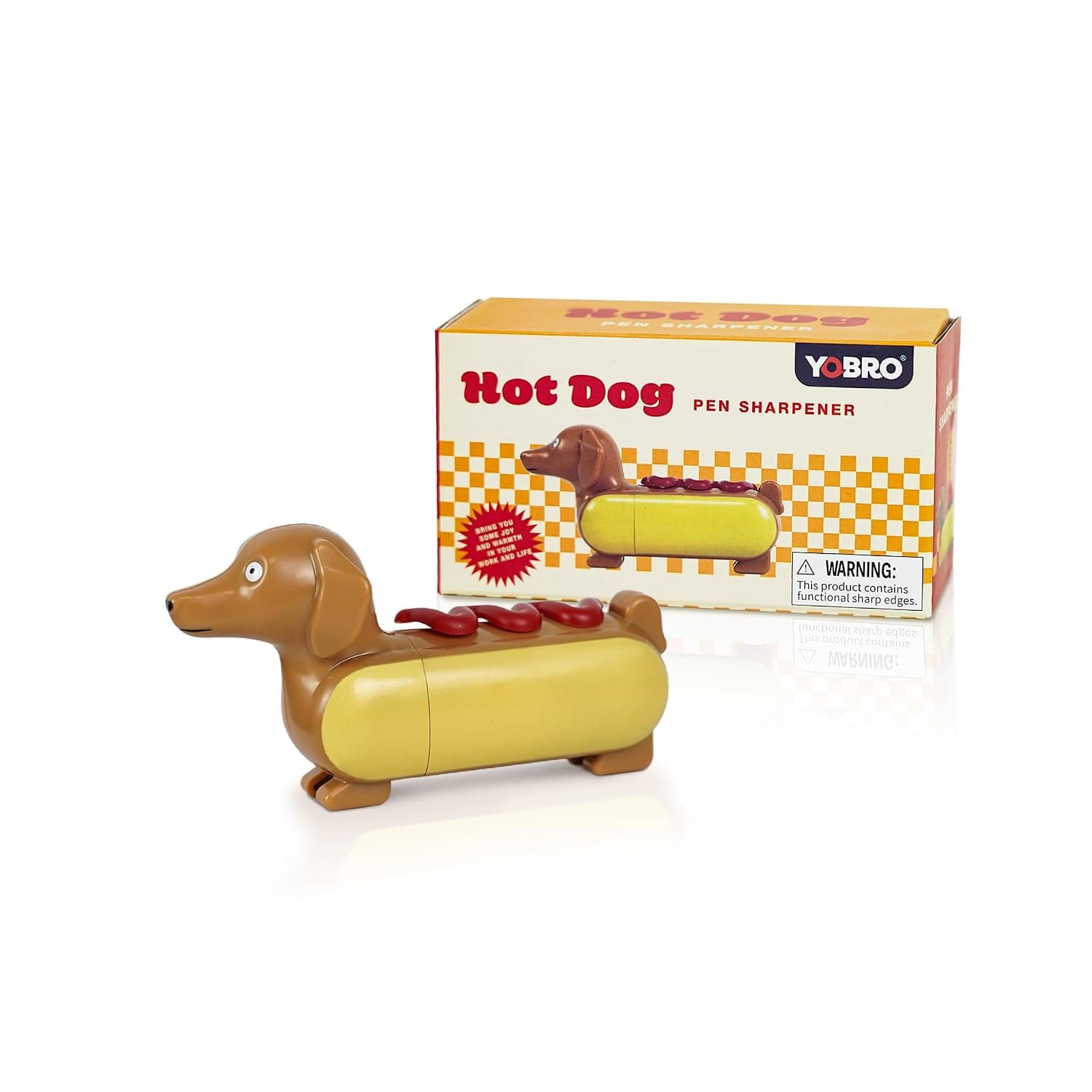 Yobro Mini Pencil Sharpener for Kids,Students Novelty Hotdog Desktop Sharpener,Handheld Novelty Manual Color Pencil Sharpener,Cute Cartoon Dachshund Design