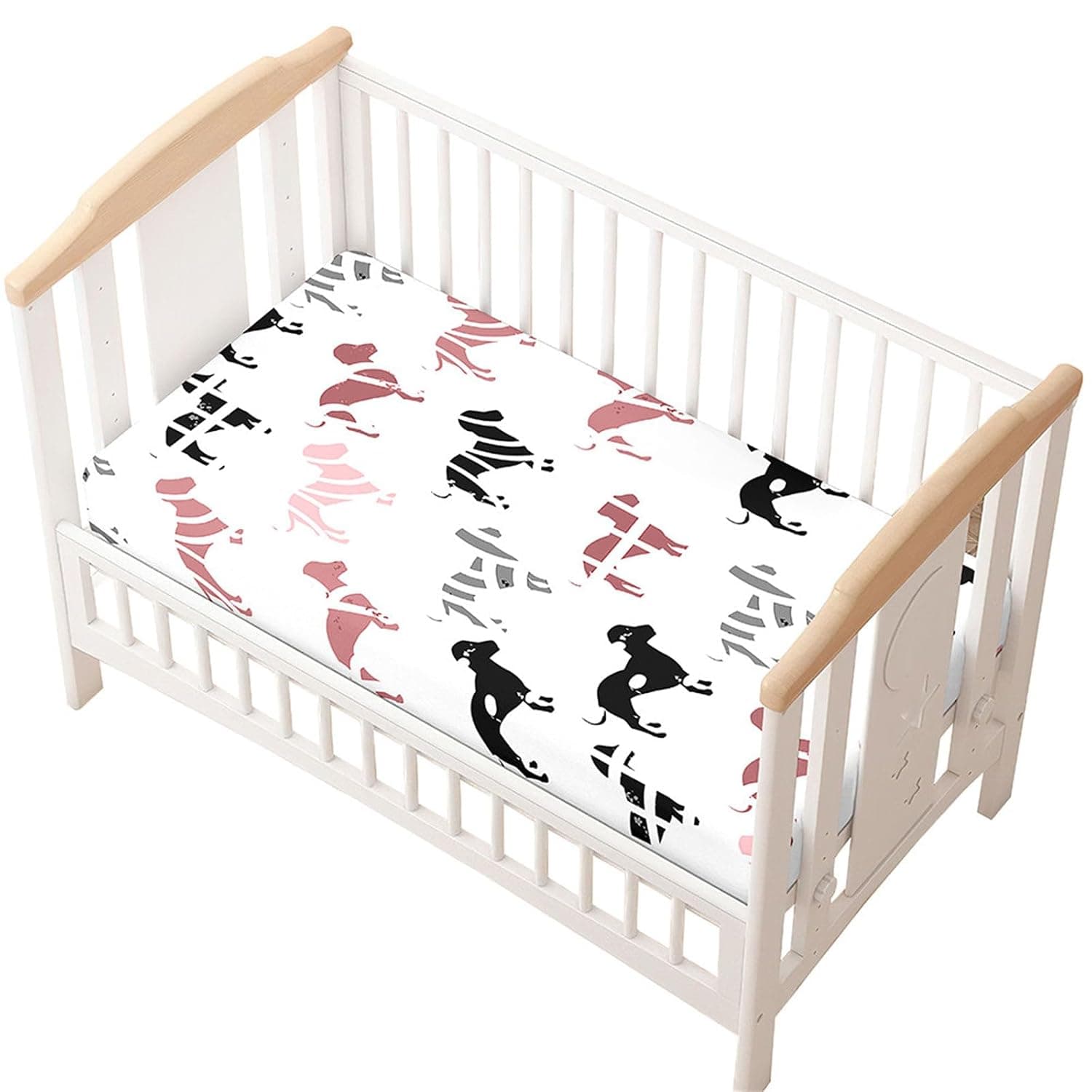 Odot Fitted Sheet for Baby Cot, Dachshund Design, Pram, Baby Cot Sheets Soft Bedding for Baby Cot for Girls and Boys (Low, 80 x 160 cm)