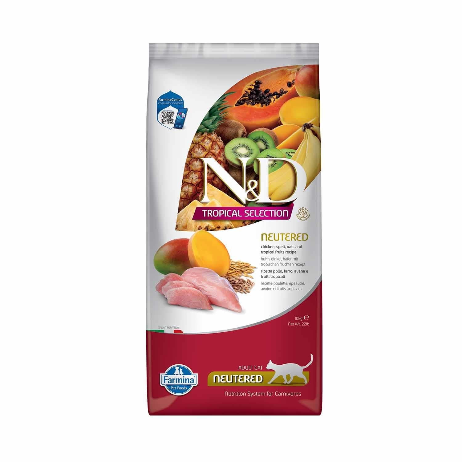 Farmina Cat Dry Food Neutered for Adult With chicken and tropical 10 kg