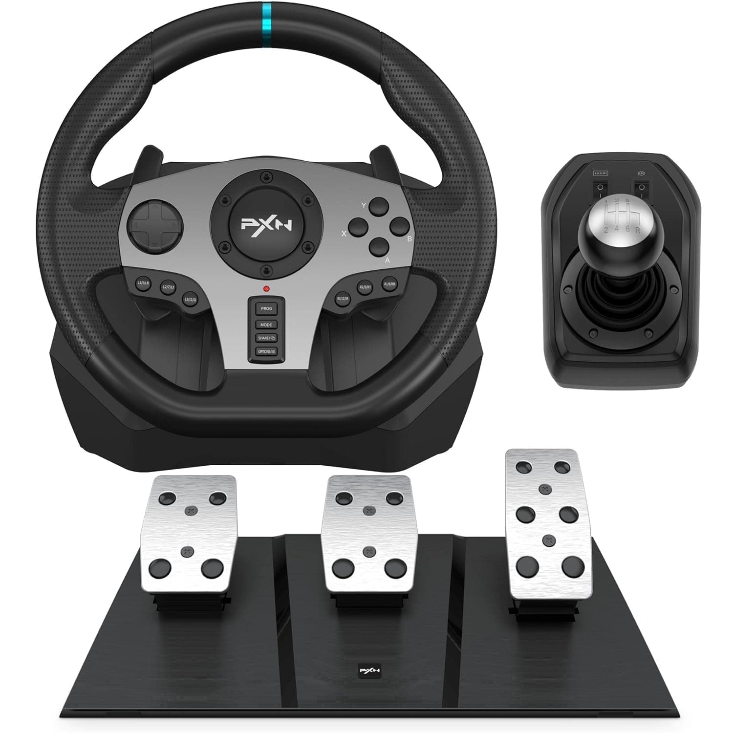 PXN V9 Racing Wheel with Force Feedback, 3.9Nm Dual-Motor, 270°/900° Adjustable Steering Wheel with Pedals & 6+1 Shifter for Xbox, PC, PS3, PS4, Nintendo Switch
