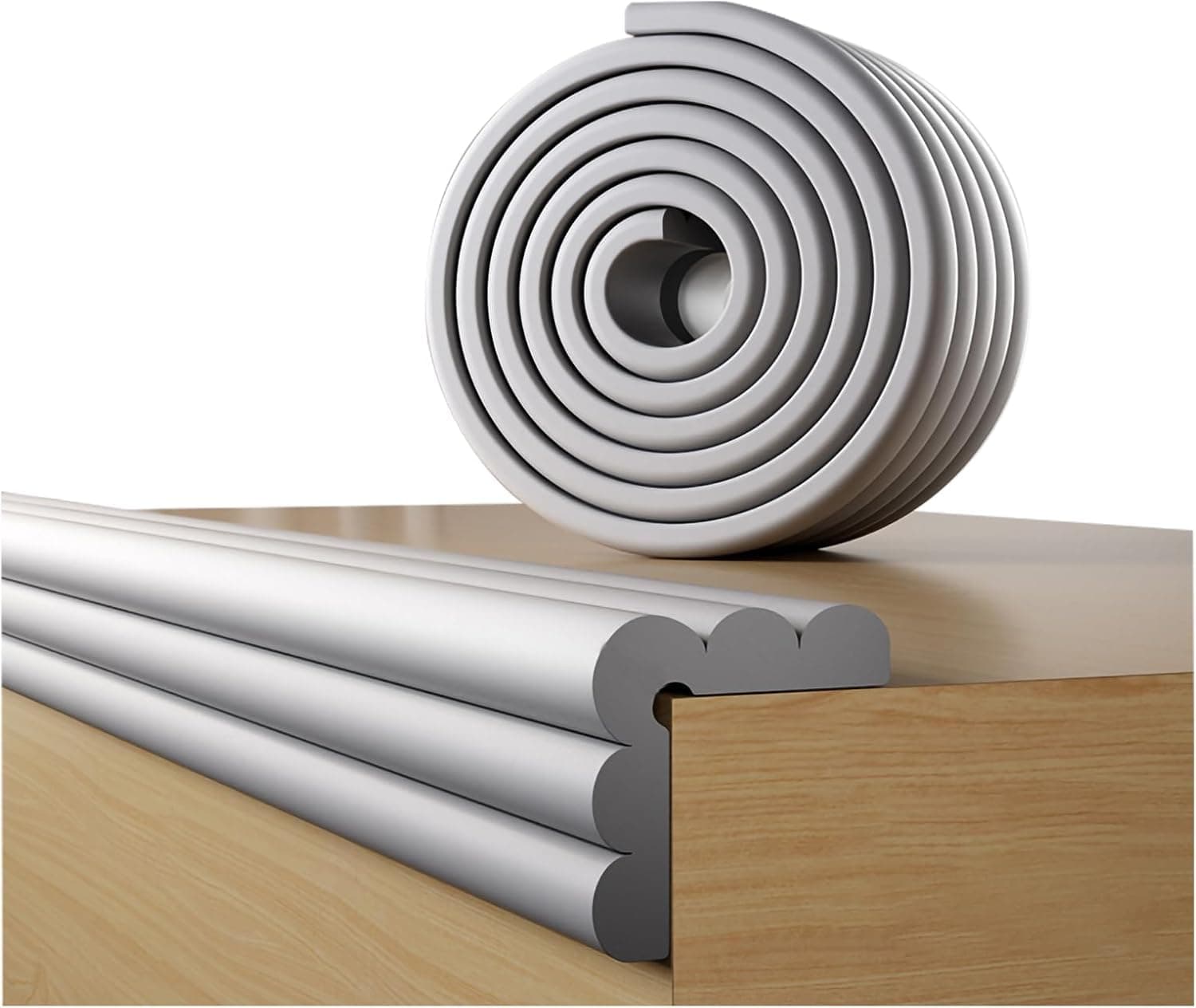 Safety Edge Corner Protector 2M, Foam Safety Strips for Baby, Furniture Edge and Corner Protector Guards, Soft Rubber Foam Edge Bumpers with Double-side Tape for Furniture Table Fireplace (Grey)