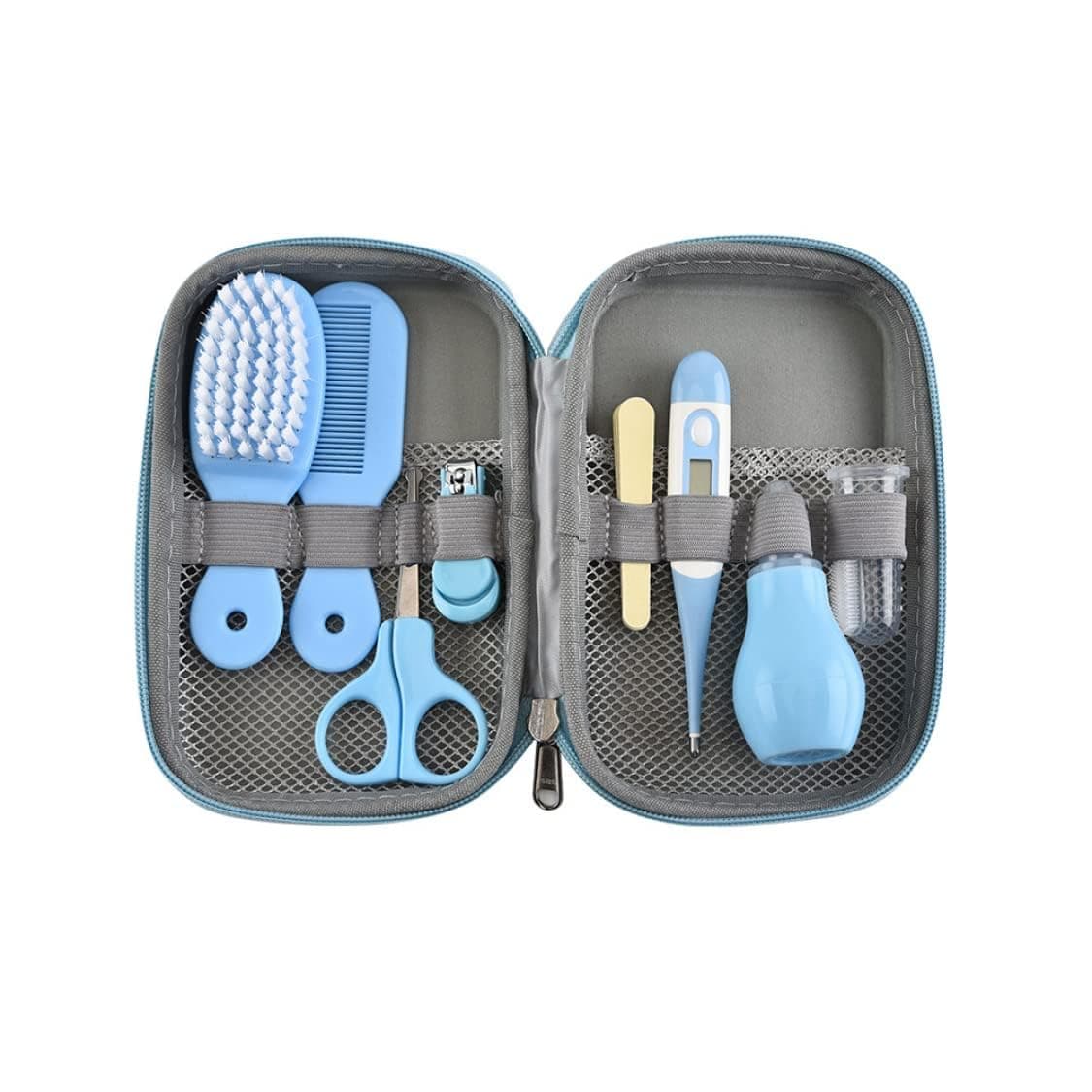 【8 Pcs】Baby Grooming Kit, 8 in 1 Baby Hair Brush/Nail Clipper/Nose Cleaner/Finger Toothbrush/Nail Scissors/Manicure Kit for Baby Care Keep Healthy and Clean