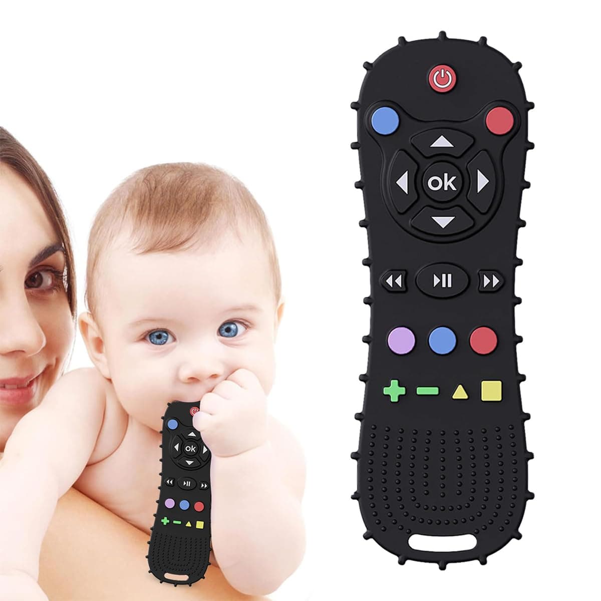 ToolHouse Silicone Baby Teether Toy, TV Remote Control Shape Teething Relief Toy for Infants, Soft Sensory Chew Teether for Babies and Toddlers