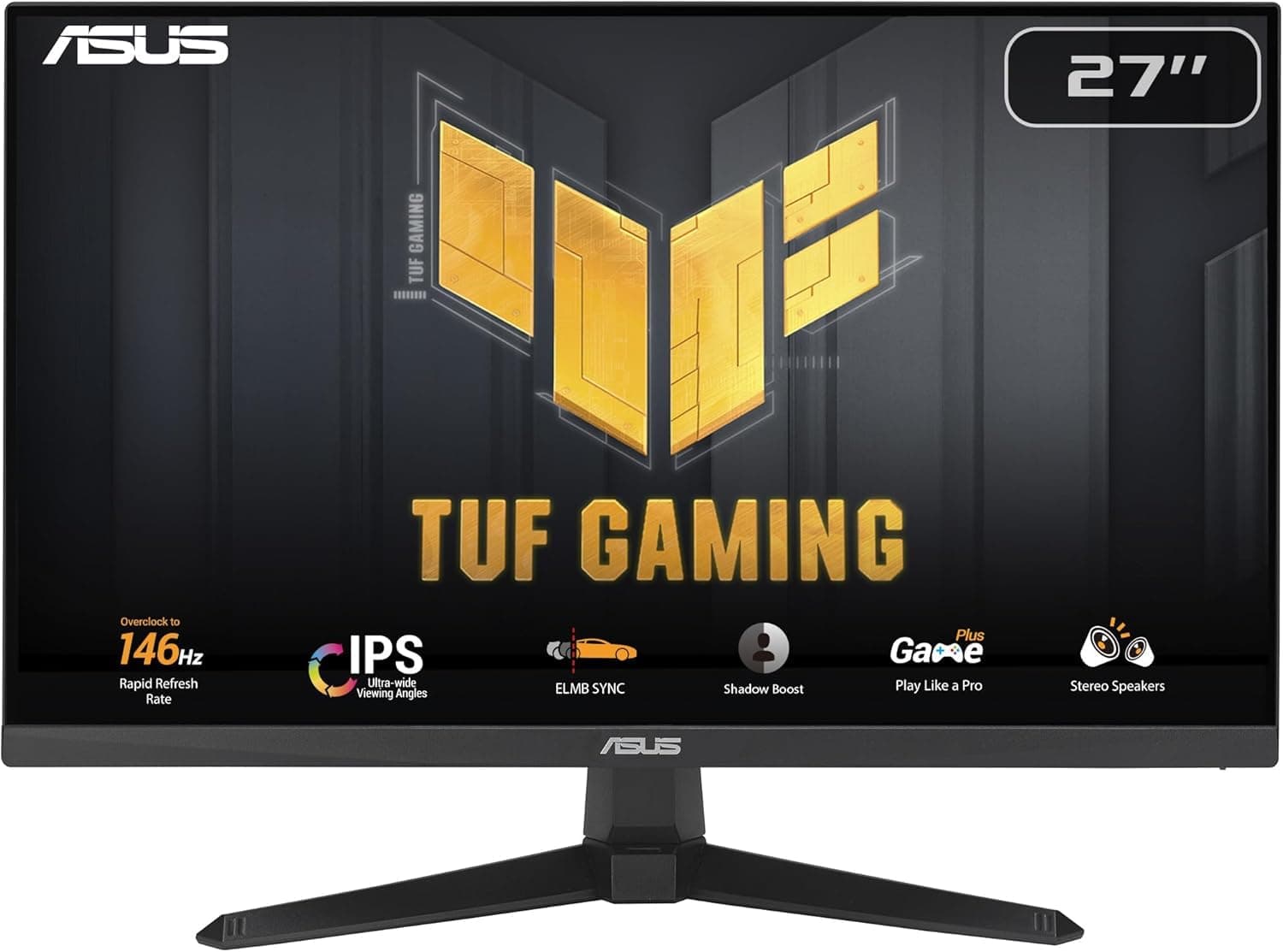 ASUS TUF Gaming VG279QE5A Gaming Monitor: 27-inch, Full HD(1920x1080), Overclock to 146Hz(Above 144Hz), IPS, ELMB Sync, 1ms MPRT, Stereo speaker, Variable Overdrive - Black