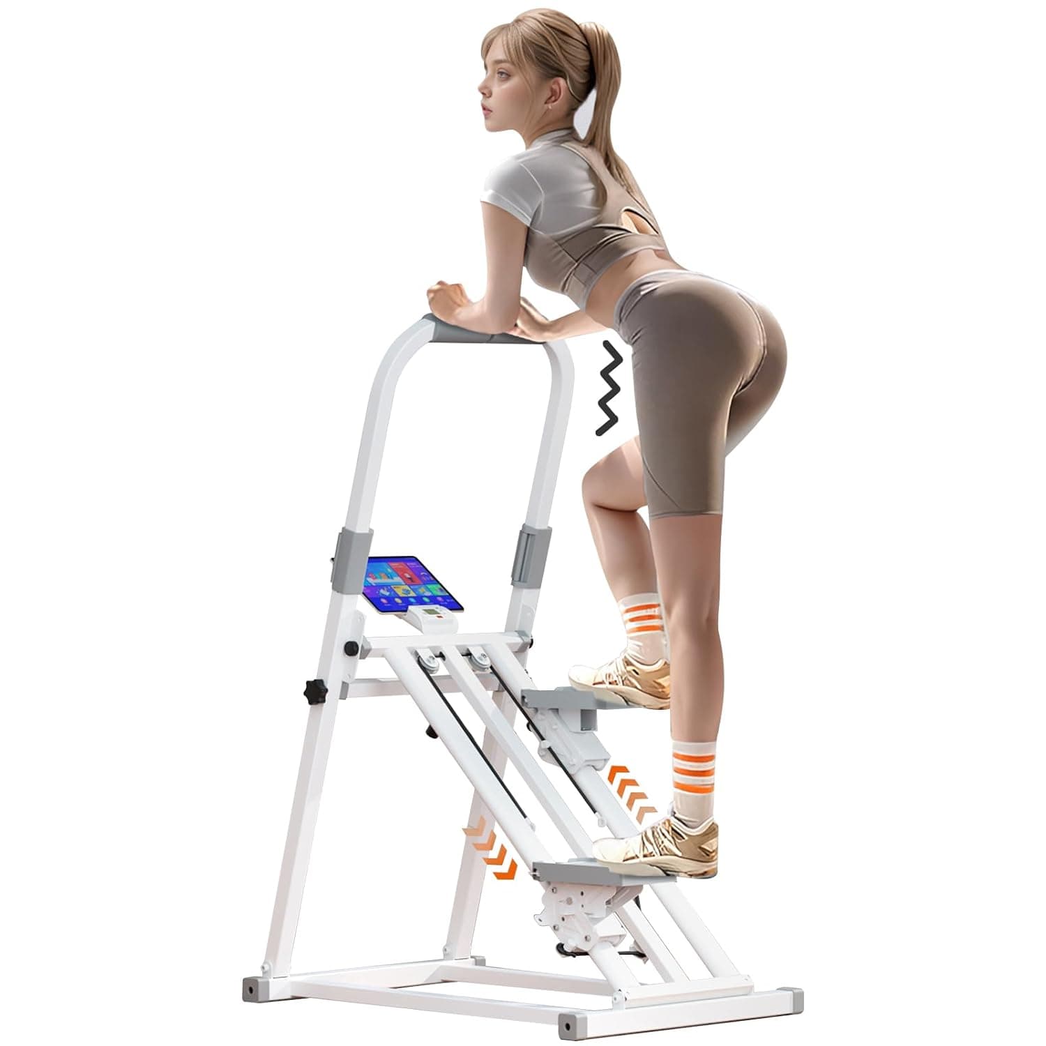 Foldable Stepper for Home Exercise, Vertical Stepper Climber Machine, Adjustable Stair Climber with LCD Monitor & Resistance Bands, Smooth & Quiet Hydraulic System, Full-Body Cardio Workout Equipment