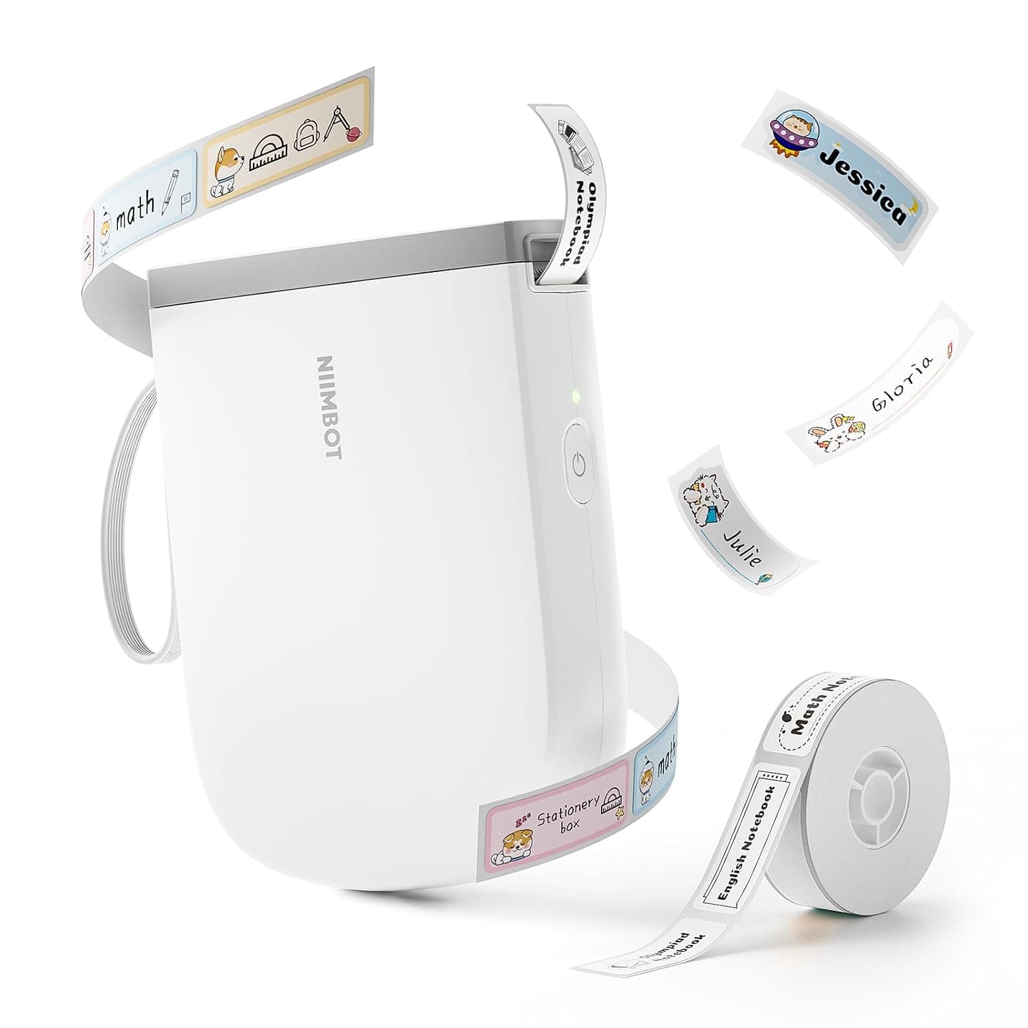 NIIMBOT Label Maker with Tape 300 DPI D11_H 0.5 Inch Bluetooth Portable Label Printer Rechargeable White