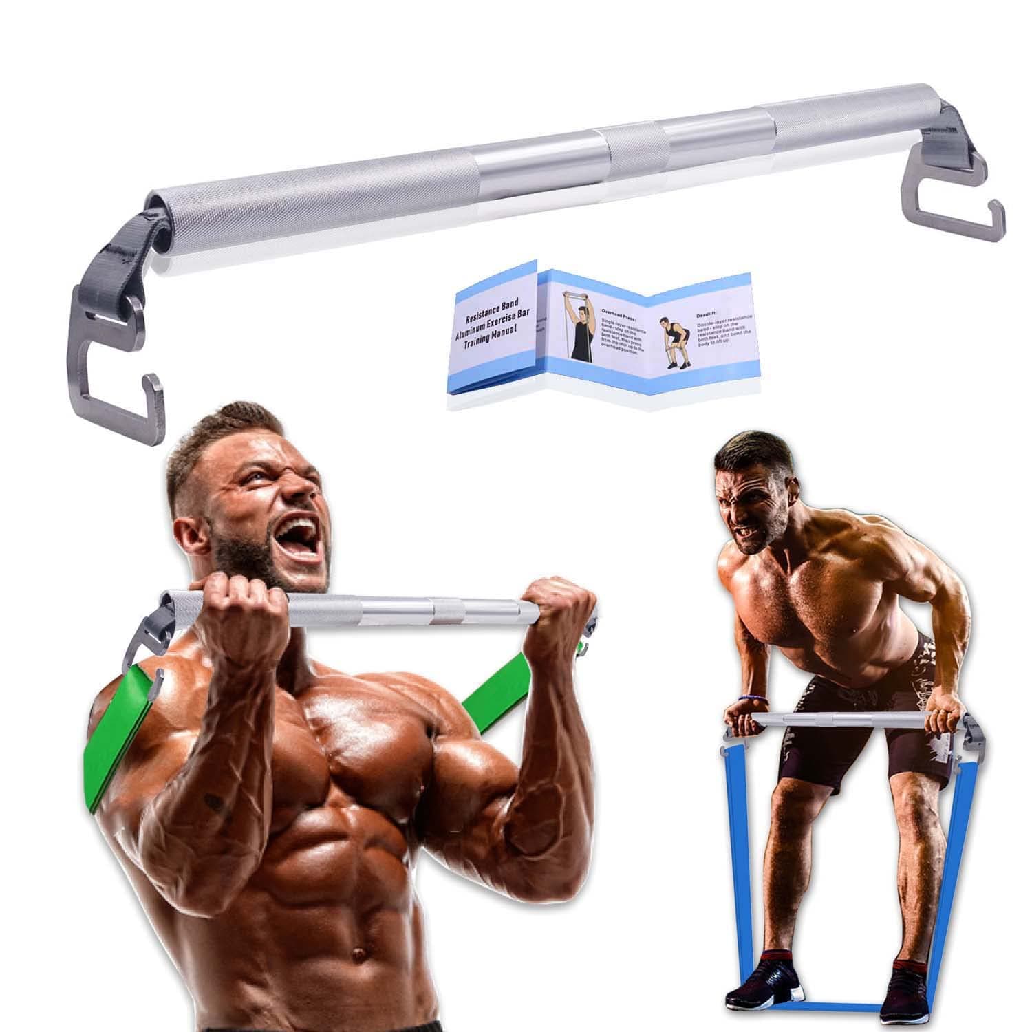 J Bryant Fitness Resistance Band Exercise Bar Large Hook Heavy Duty Bar