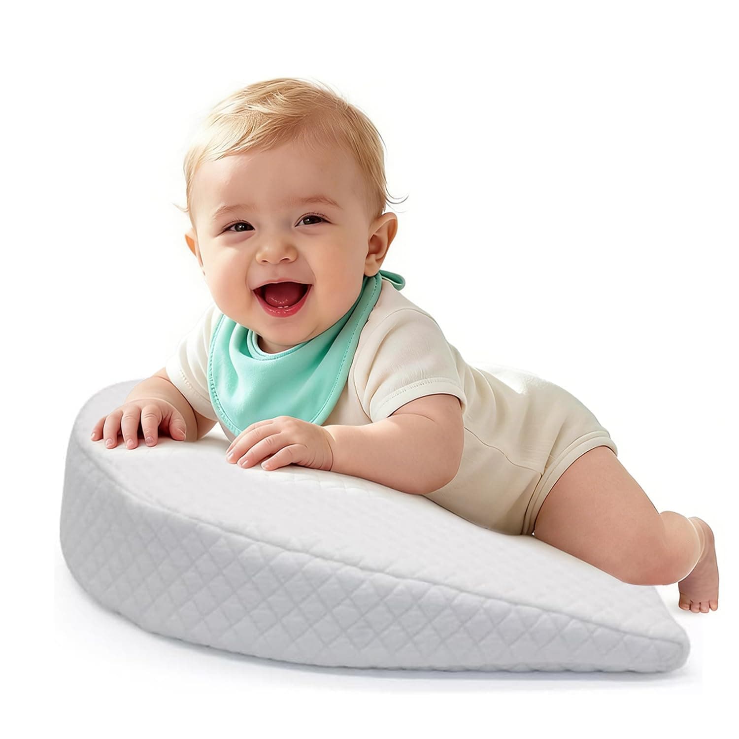 Baby Wedge Pillow, DMG Baby Anti-vomiting Pillows, Soft Round Crib Wedge Pillow With Washable Cover, 15-Degree Sleeping Nursing Pillow, Feeding Pillows for Inflant for Better Night's Sleep