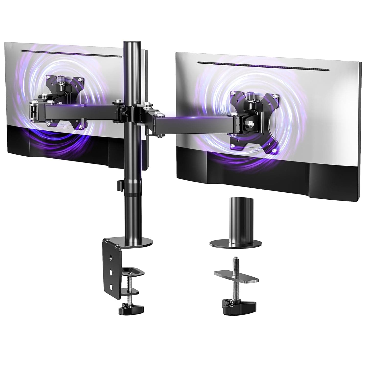 HEYMIX LIFE Dual Monitor Arm - Screen Mount Monitor Arm for Computer Monitors, Dual Monitor Stand for 2 Screen 13-27" Computer Screens, VESA 75mm/100mm Monitor Holder for Gaming&Office