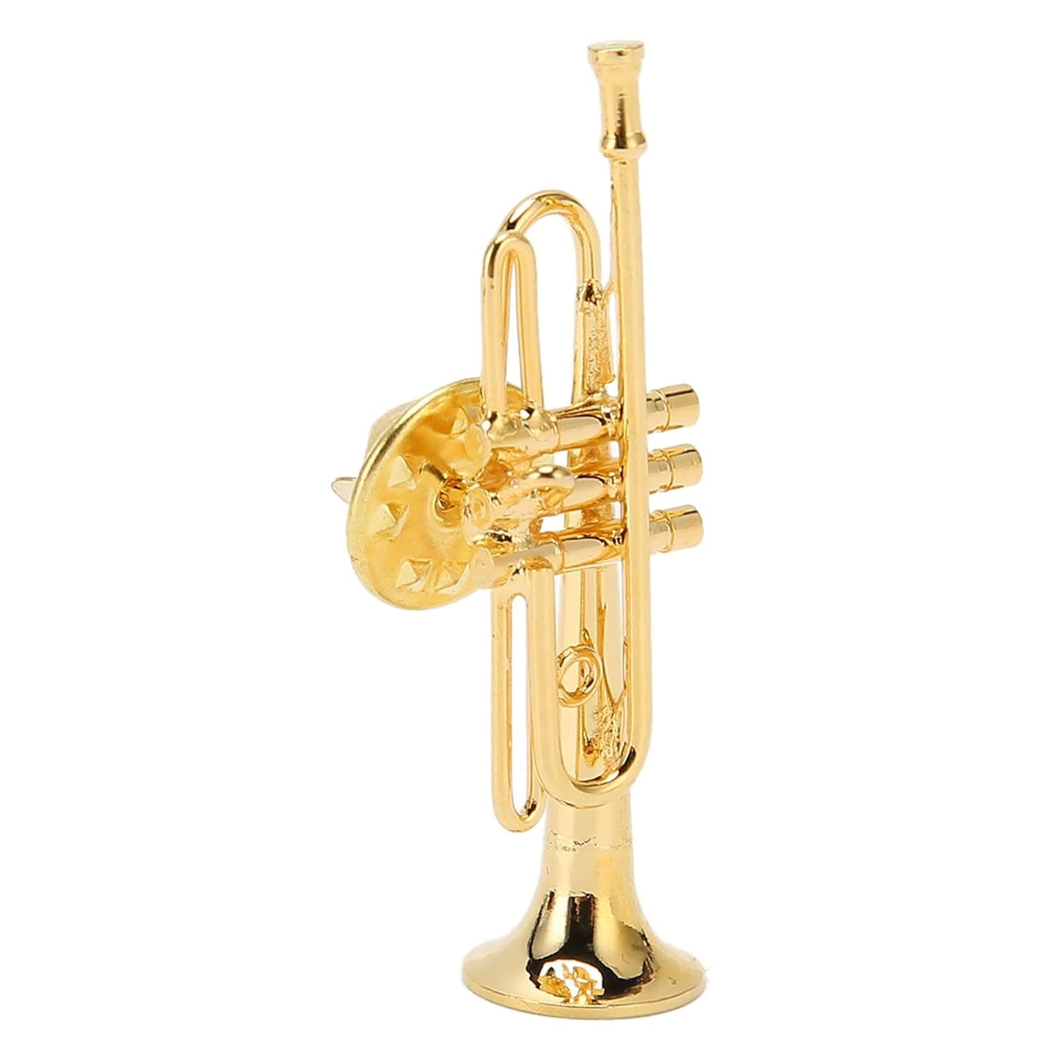 Gold Miniature Trumpet Brooch Pin Brass Mini Musical Instrument Brooch with Storage Box