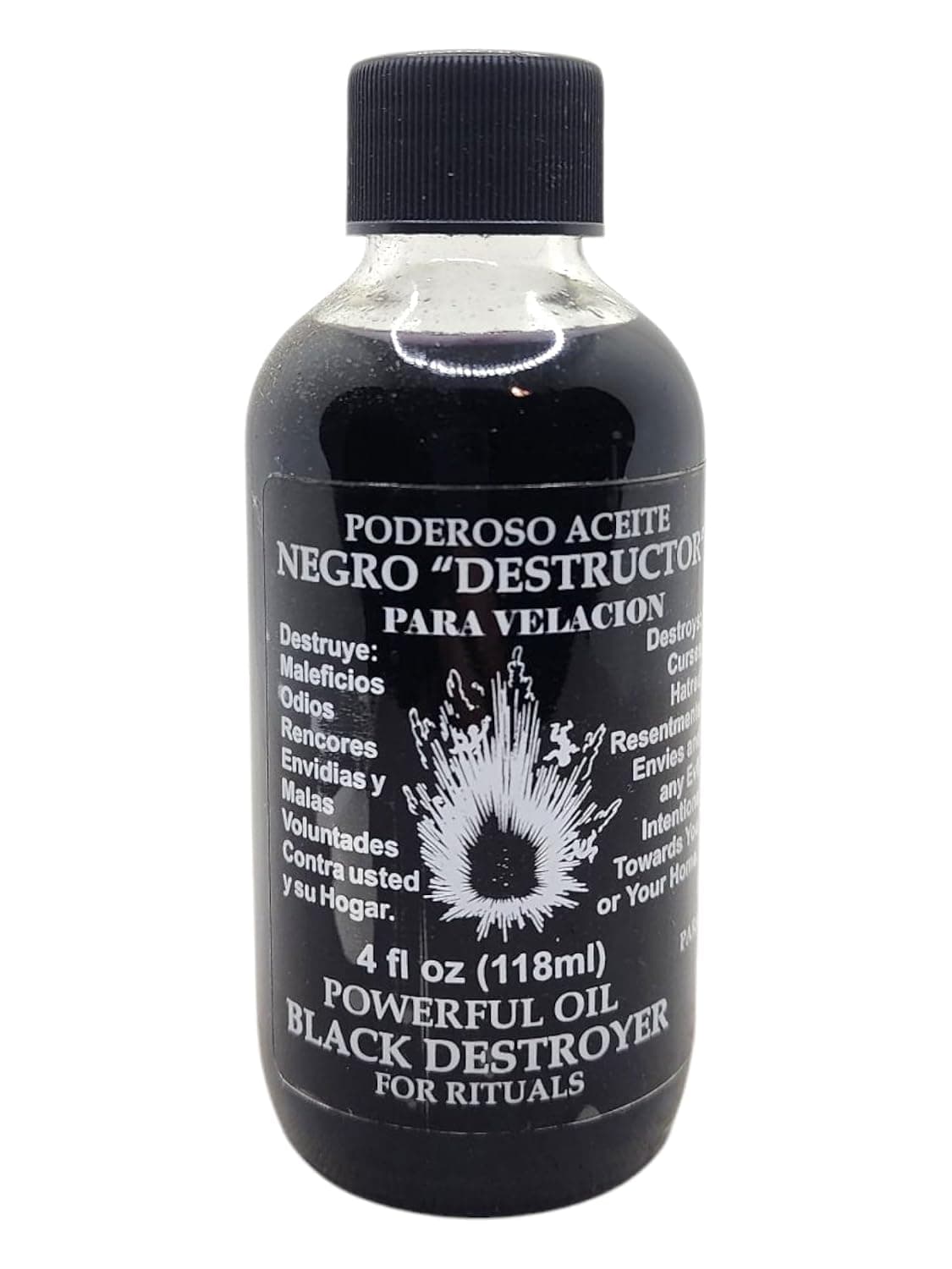 Black Destroyer Oil/ Destructor ACEITE 4 OZ.(118ML)-Spiritual Oil for Magick and Rituals