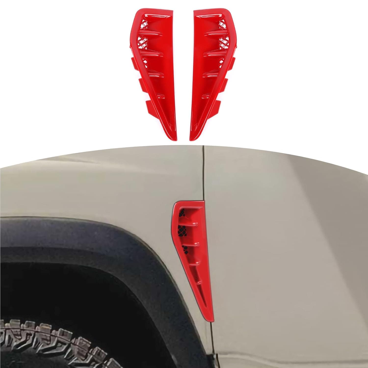 for RAM TRX Fender Vent Trim Cover Fit for RAM TRX 2018-Present Red Exterior Accessories 2pcs