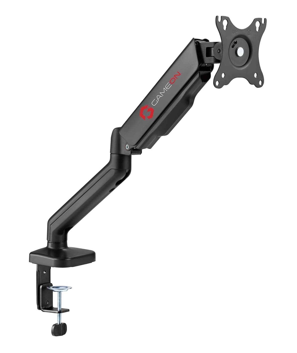 GAMEON GO-5336 Single Monitor Arm, Gas Spring-Assisted Adjustable Stand, Fits 43 to 81 cm Screens, 9 KG Load, Free-Tilt Design with Cable Management and Keyhole Mounting System - Black