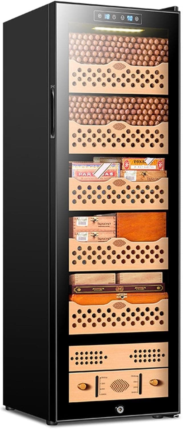Cigar Cabinet 60/70/93/138l Cigar Humidor Cedar Wood Shelf Smart Mini Compressor Cabinet Constant Temperature And Humidity Humidor Cooling & Heating Humidor Cabinet With Led Light, 138L
