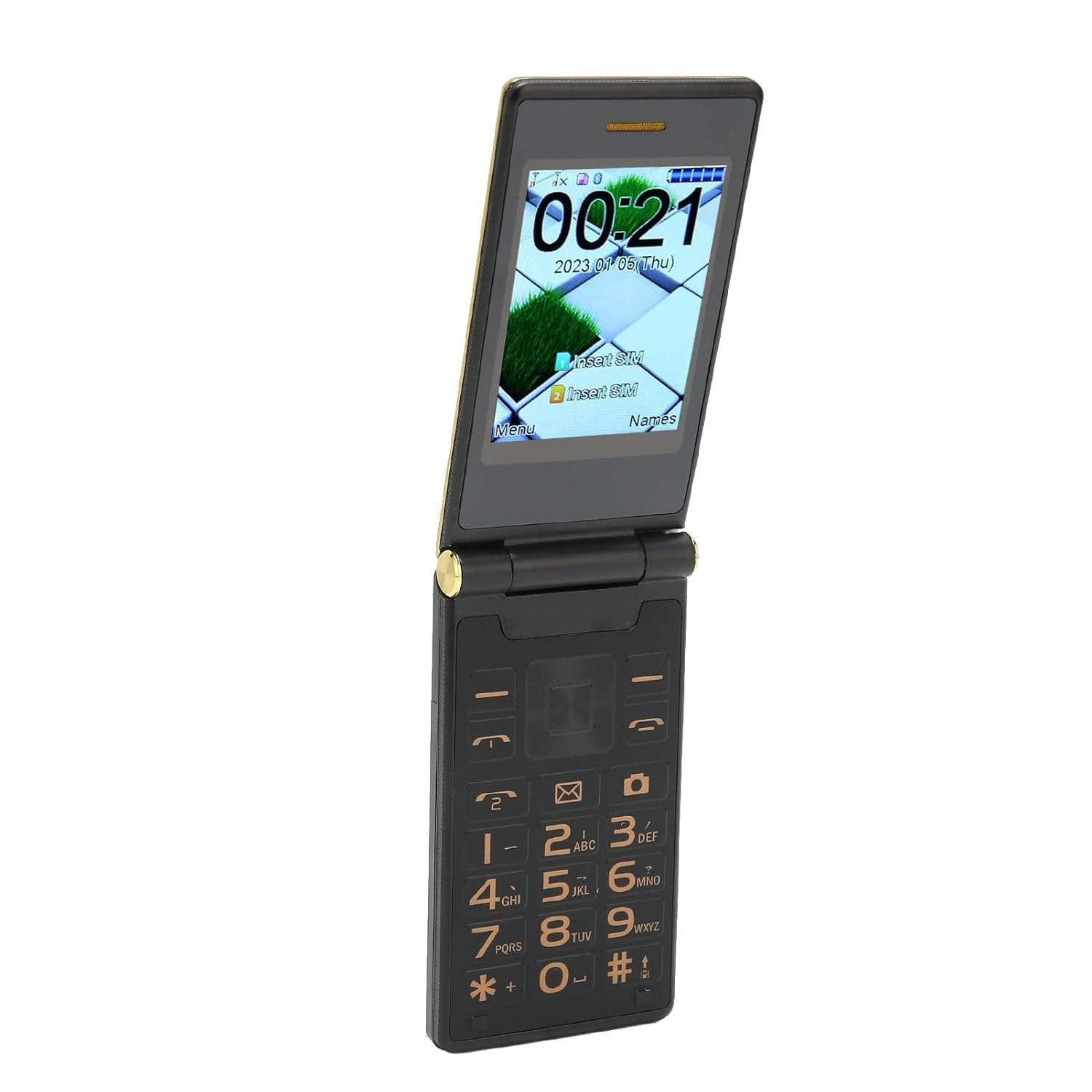 Unlocked Mobile Phone, Double Screen 3 Inch Flip Style (Gold Color)