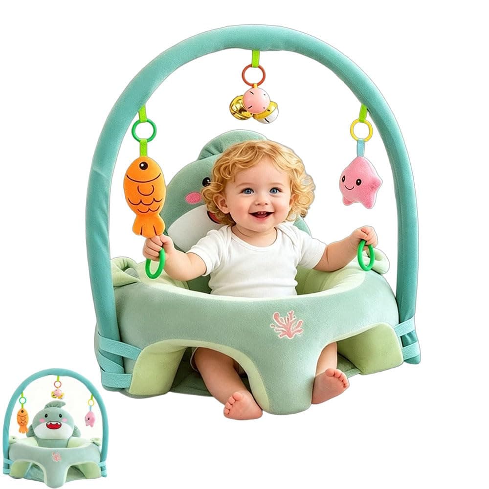 Baby Sitting Support Seat Sofa, Cartoon Cute Plush Baby Seat, Infant Learning Seat, Portable Baby Comfortable Floor Seat, Perfect Toddler Gift To Learn To Sit (Shark)