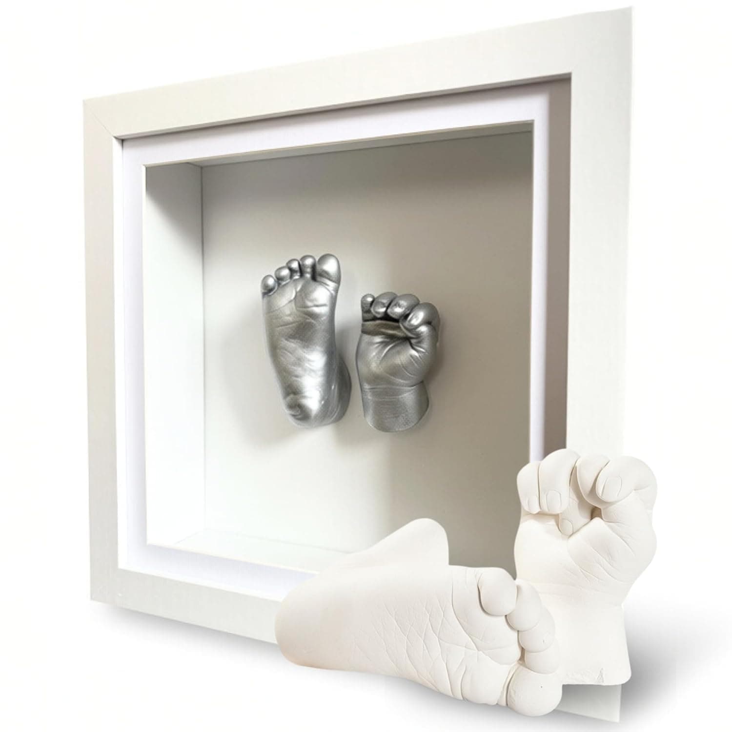 Baby Handprint and Footprint 3D Kit, Newborn keepsake For Newborn Boys & Girls, Baby Girl Gifts & Baby Boy Gifts, Personalised Baby Shower Gifts, Nursery Decor, Gifts for New Parents, Nursery Wall Art