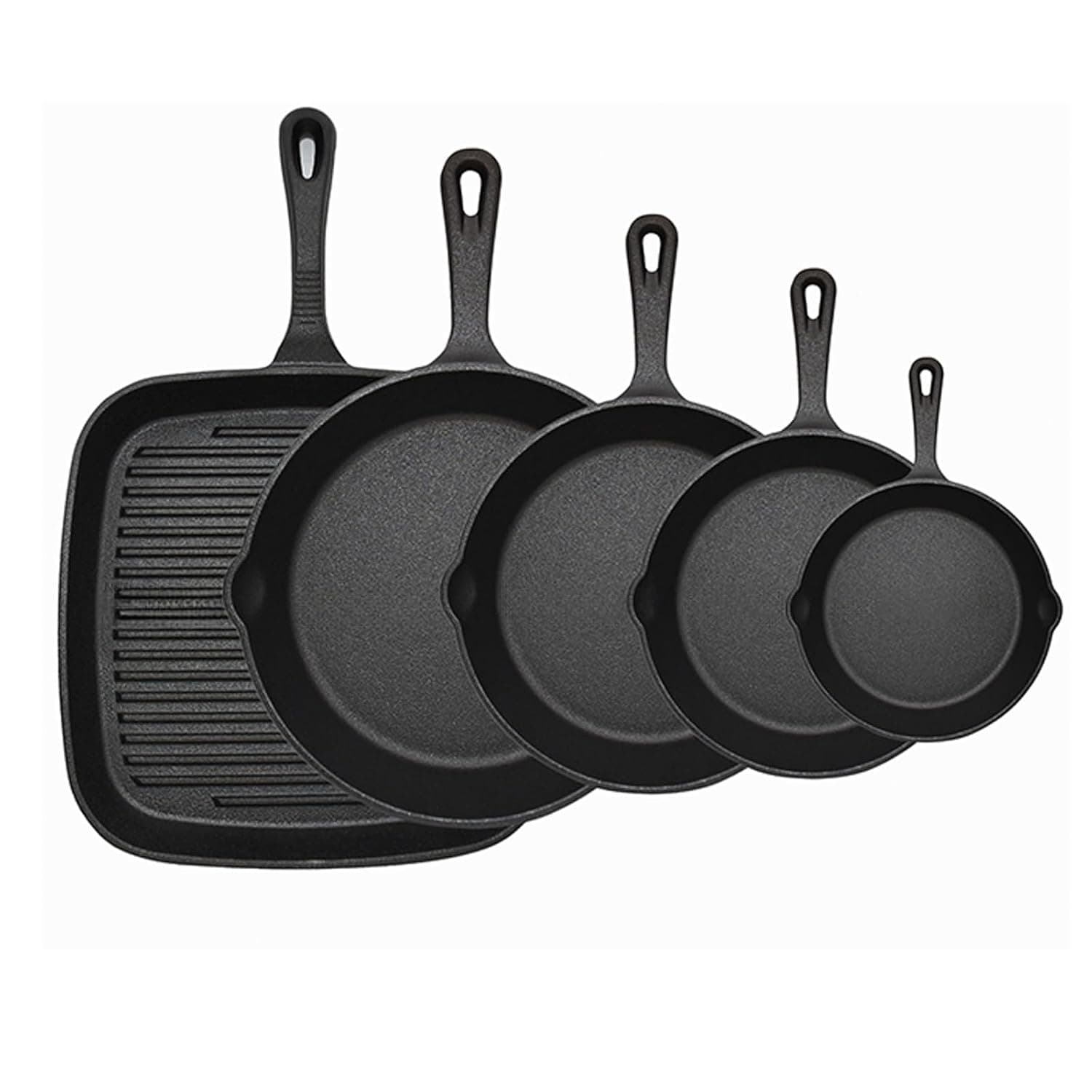 Heavy Duty Cast Iron Skillet Set - Multi-Size Grill Frying Pans for Stovetop, Oven Safe & Induction Compatible - Durable Outdoor Camping Cookware for Steak & More