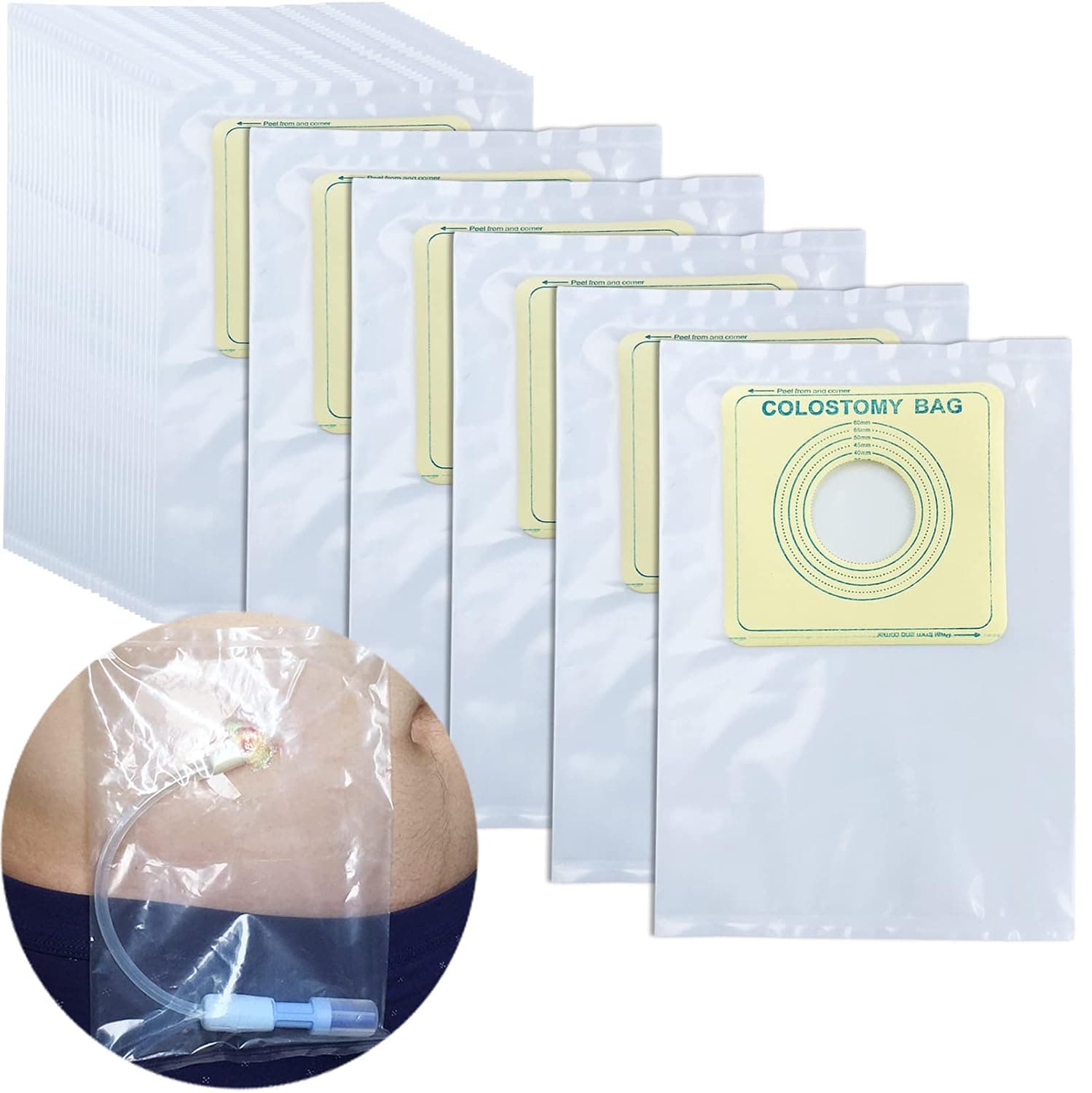 Peritoneal Dialysis Shower Pouch Waterproof Shield PD Port Protector Disposable Cover for Transfer Set Holder Catheter Peg Feeding G Tube Bathing Accessories Bag Women Men (Pack of 25)