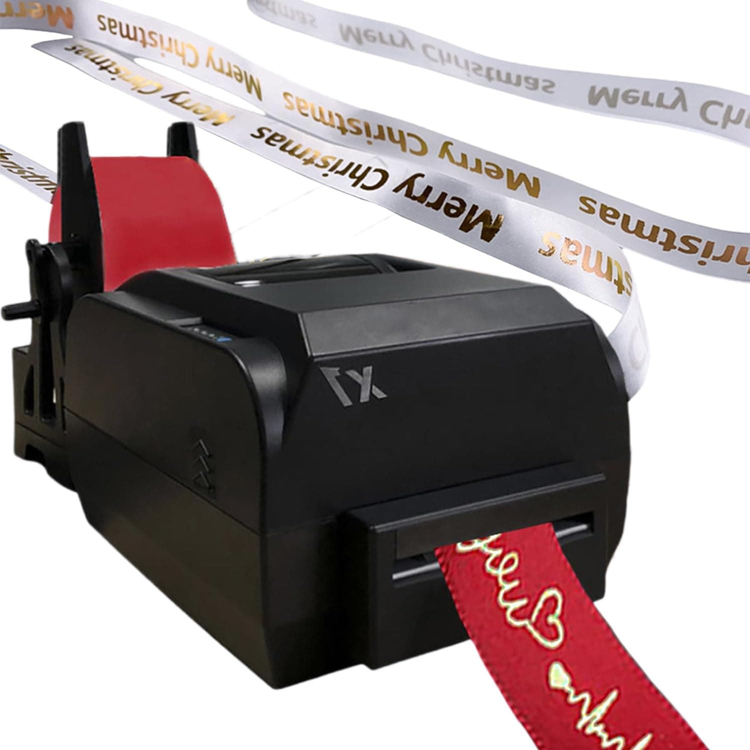 Satin Ribbon Printing Machine Digital Ribbon Printer, Label Printer Foil Stamping Printing Machine for Gi-ft Wrapping, Supports 50+ Languages for Christmas Party,SingleRow