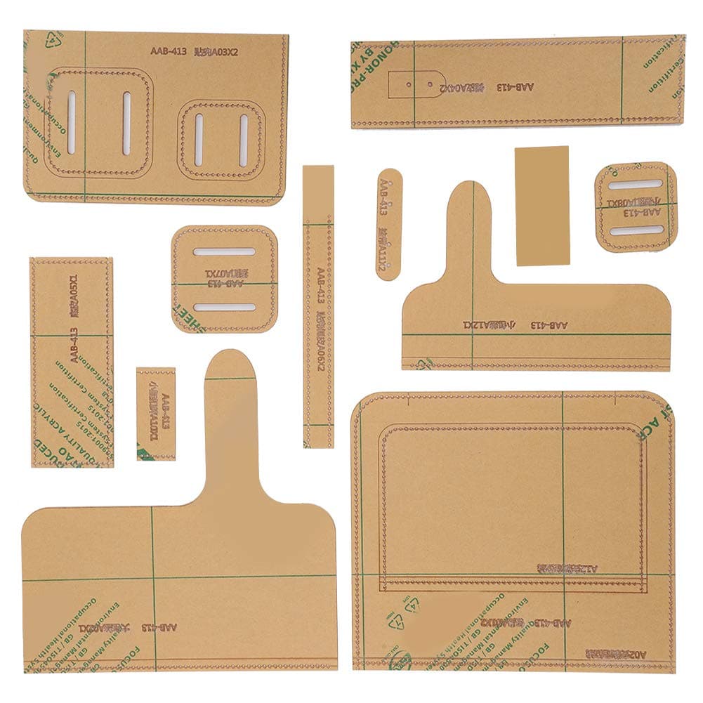 Shoulder Bag, Acrylic Stencil, Durable, Clear Tool for Precise Cutting, 12 Pieces, Handmade DIY Drawing Craft Accessories for Leather Craftsmen