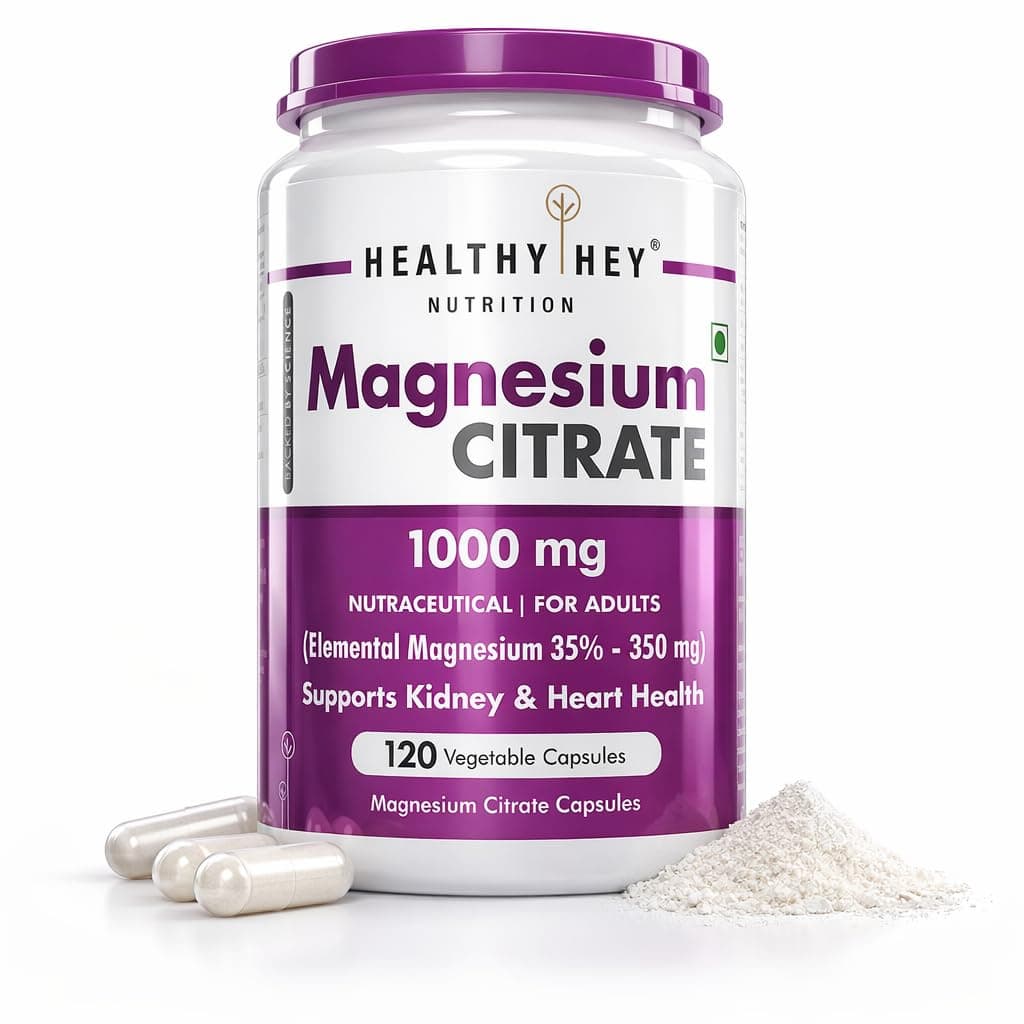 HealthyHey Nutrition Magnesium Citrate - 1000 mg - 120 Vegetable Capsules