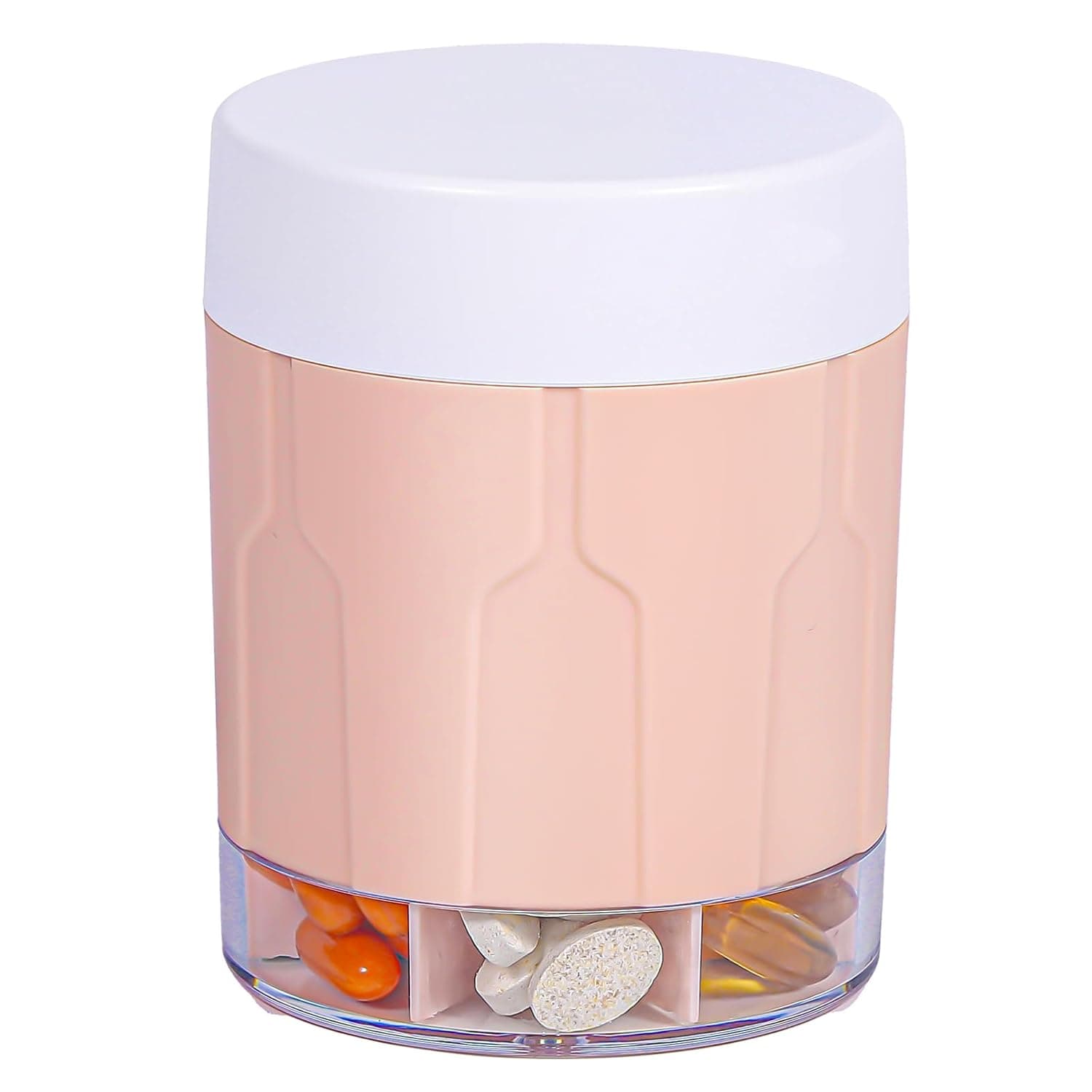 Betife Large Pill Dispenser 7 Compartments, Monthly Pill Box Organiser Hold Vitamin Supplement, Extra Large Medicine Storage Box for Daily Tablet Medication, No Mixing Pill Pot, Pink (21Pcs Labels) | 7 Day Portable Travel Pill Box, 21 Labels & Cleaning Brush, XXL Wide Mouth for Easy Access, Vitamin, Fish Oils, Supplement