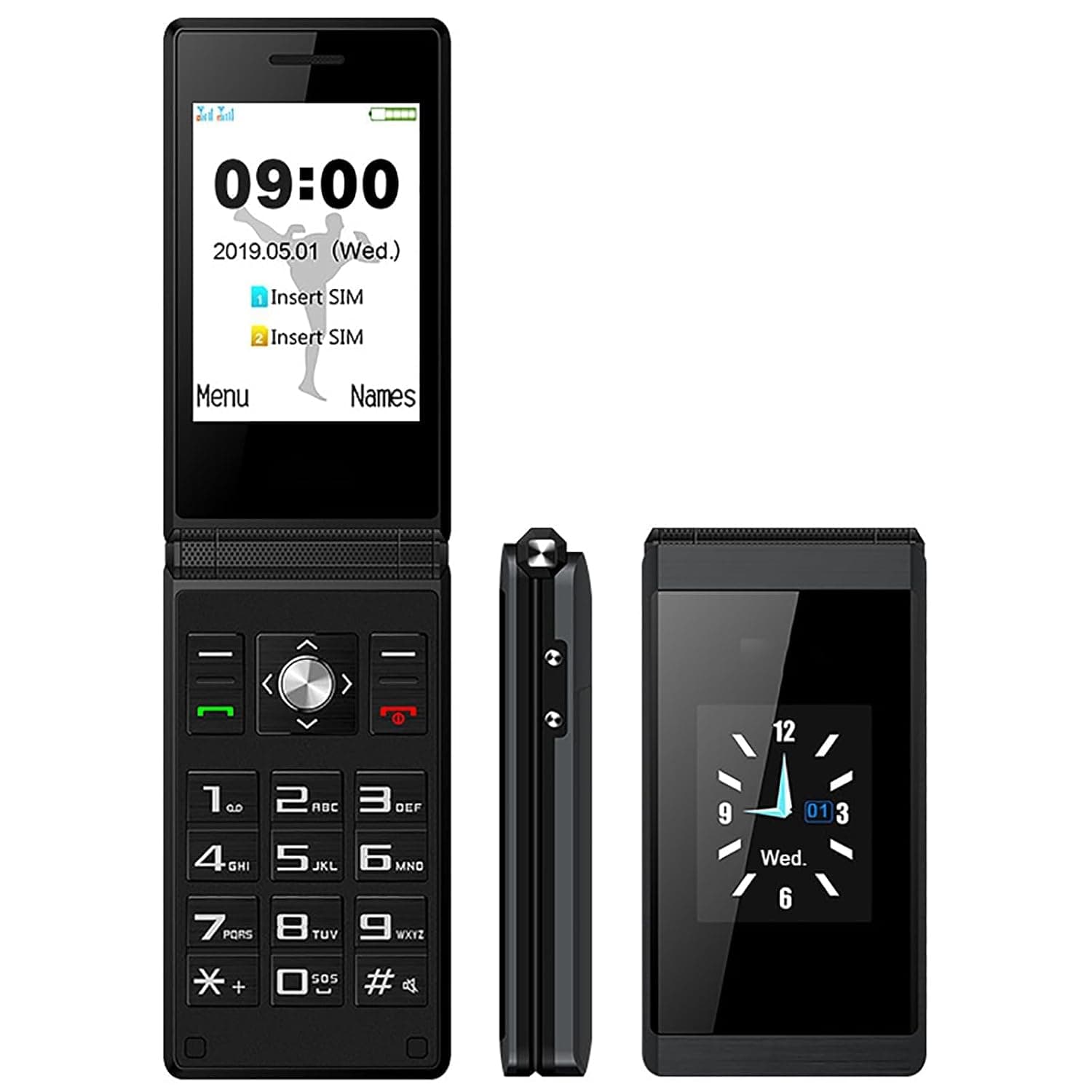 Classic Flip Phone, Backup Machine for The Elderly/children, With SOS Button, Support Dual Sim Card, 1200 MAh Battery, Large Keypad+Large Volume, Multimedia Mp3,Black