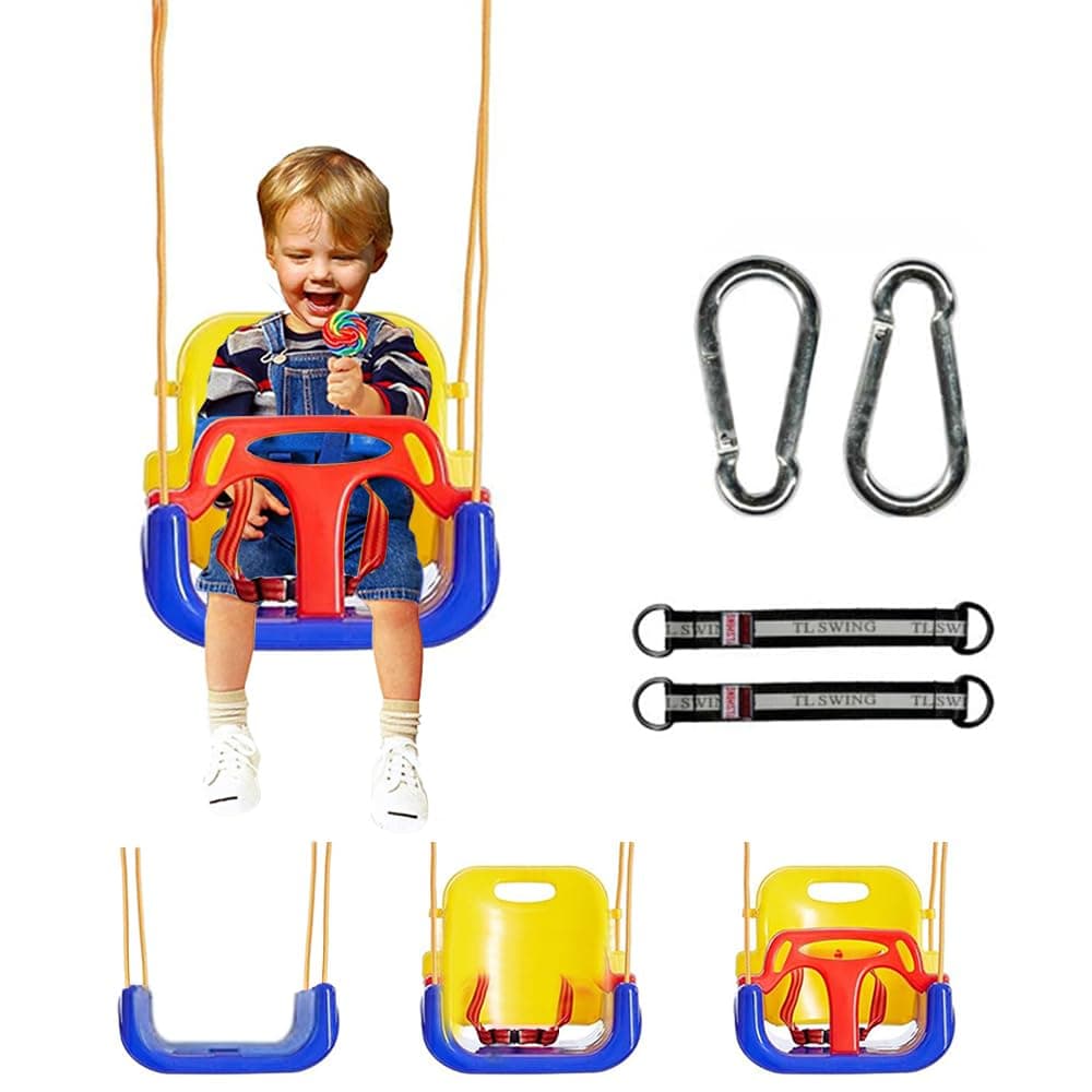 DMG 3 in 1 Toddler Swing, Infant Toddler Children Secure Swing Seat Detachable Swing Seat High Back Swing Set, Easy to Assemble and Store, Suitable for Aged 6 Months to 12 Years Old Outdoor Indoor