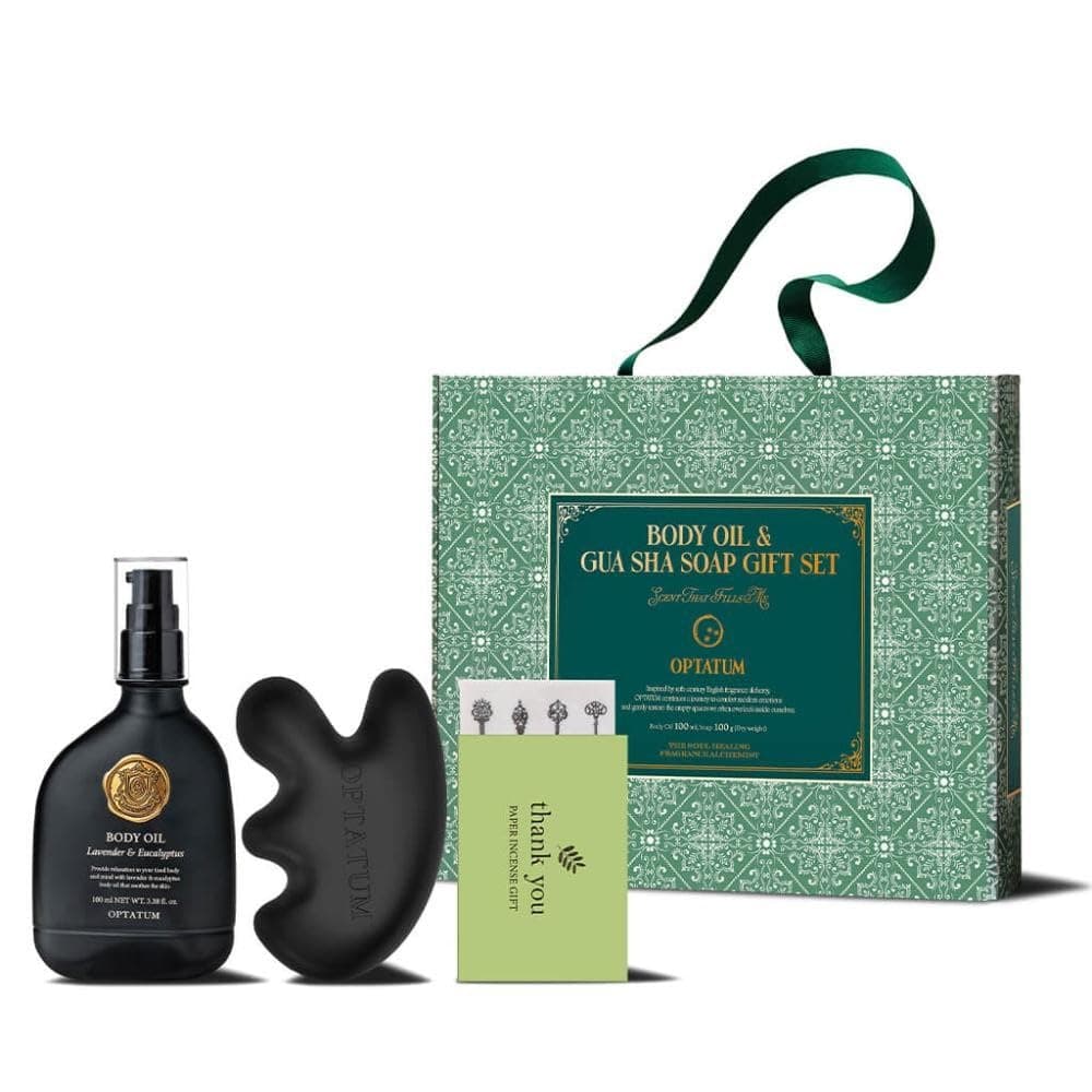 OPTATUM Body Oil, Lavender & Eucalyptus, Gua Sha Soap Gift Set, Essential Oils,100ml, 3.38 fl oz