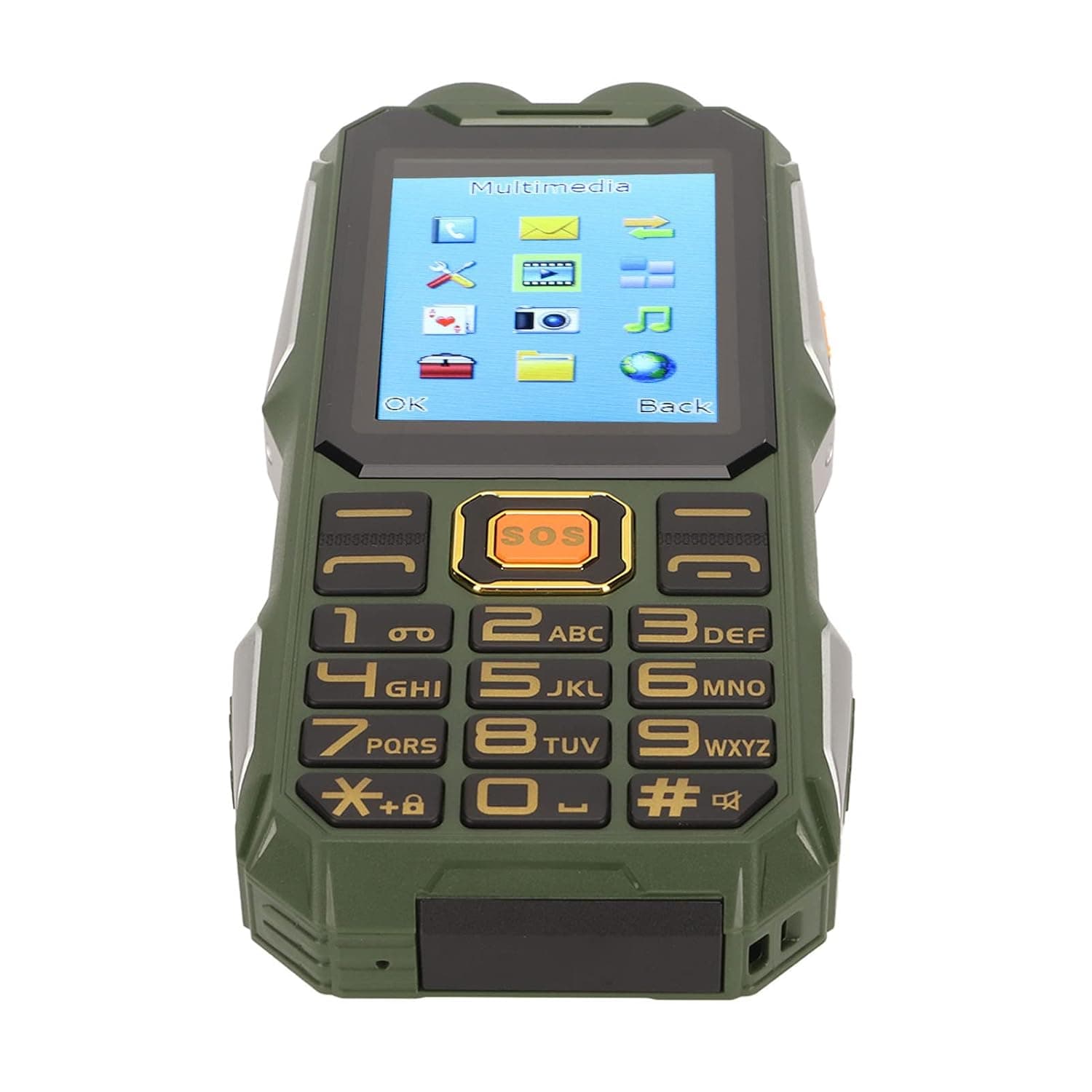 Mobile Phone with Big Button for the Elderly, ABS Bluetooth 1.3 MP Camera Counter Senior Mobile Phone 2G for Indoor Use(Green)