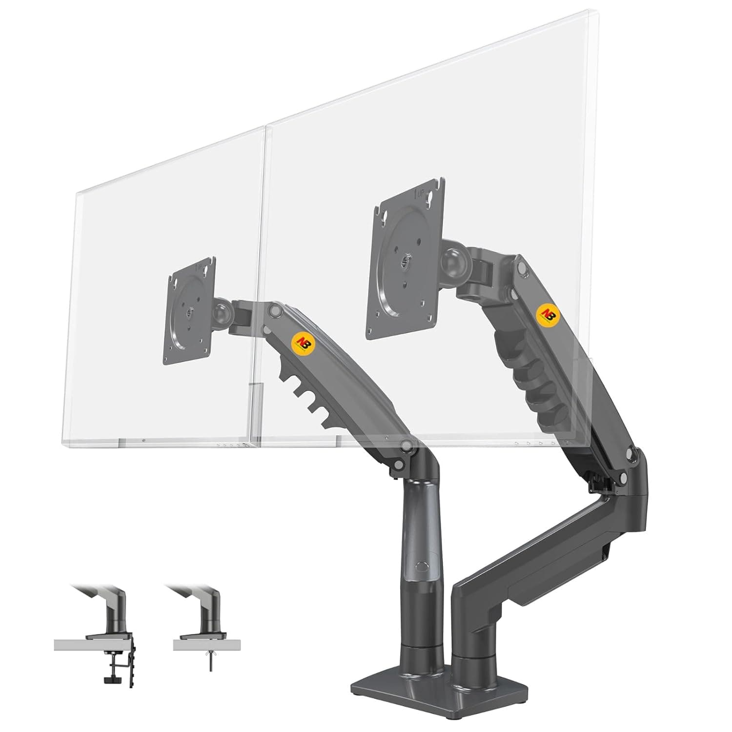 NB North Bayou Dual Desk Stand with Full Motion Rotation System for 2 17-27 Inch Monitors with Load Capacity (2K to 9K) Per Monitor Arm F160 (Black)