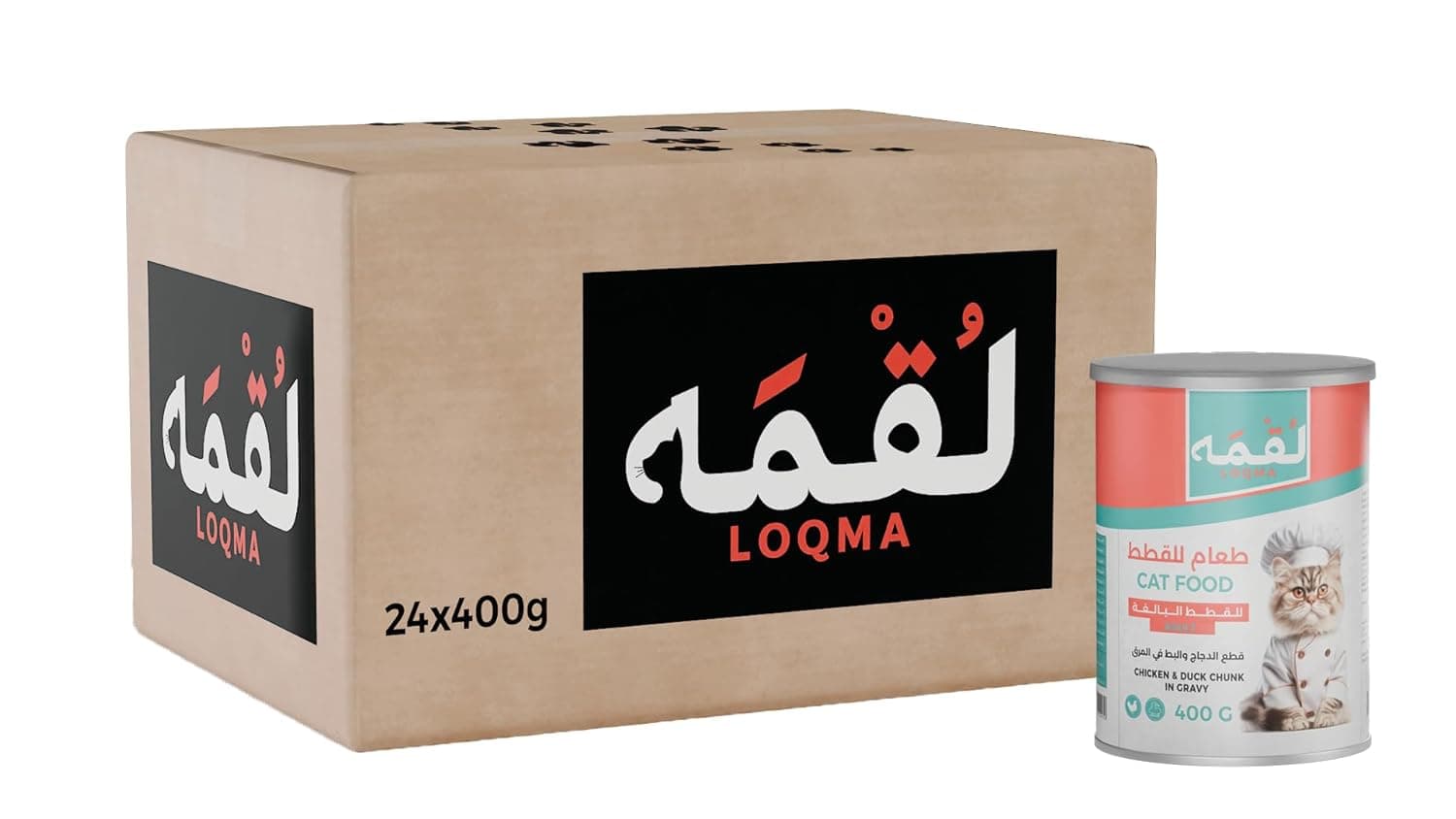 طعام للقطط البالغة مكون من قطع دجاج وبط في المرق من لقمة، 24 × 400 جم