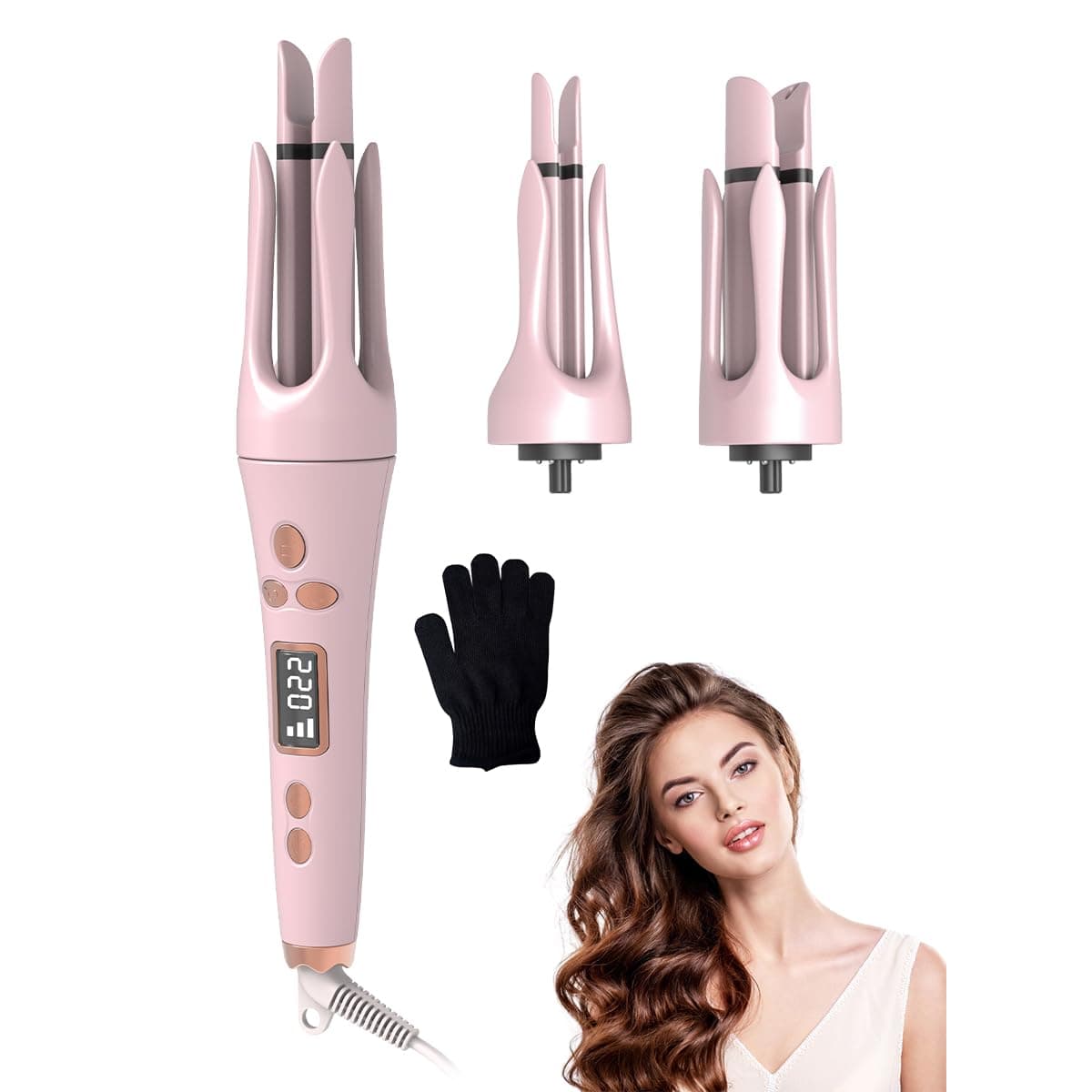 3 in 1 Curling Iron & Wand Set with Hair Straightener | 2 Interchangeable Barrels, Heat Resistant Glove & Comb | Professional Hair Styling Kit for Waves, Curls & Straight Hair