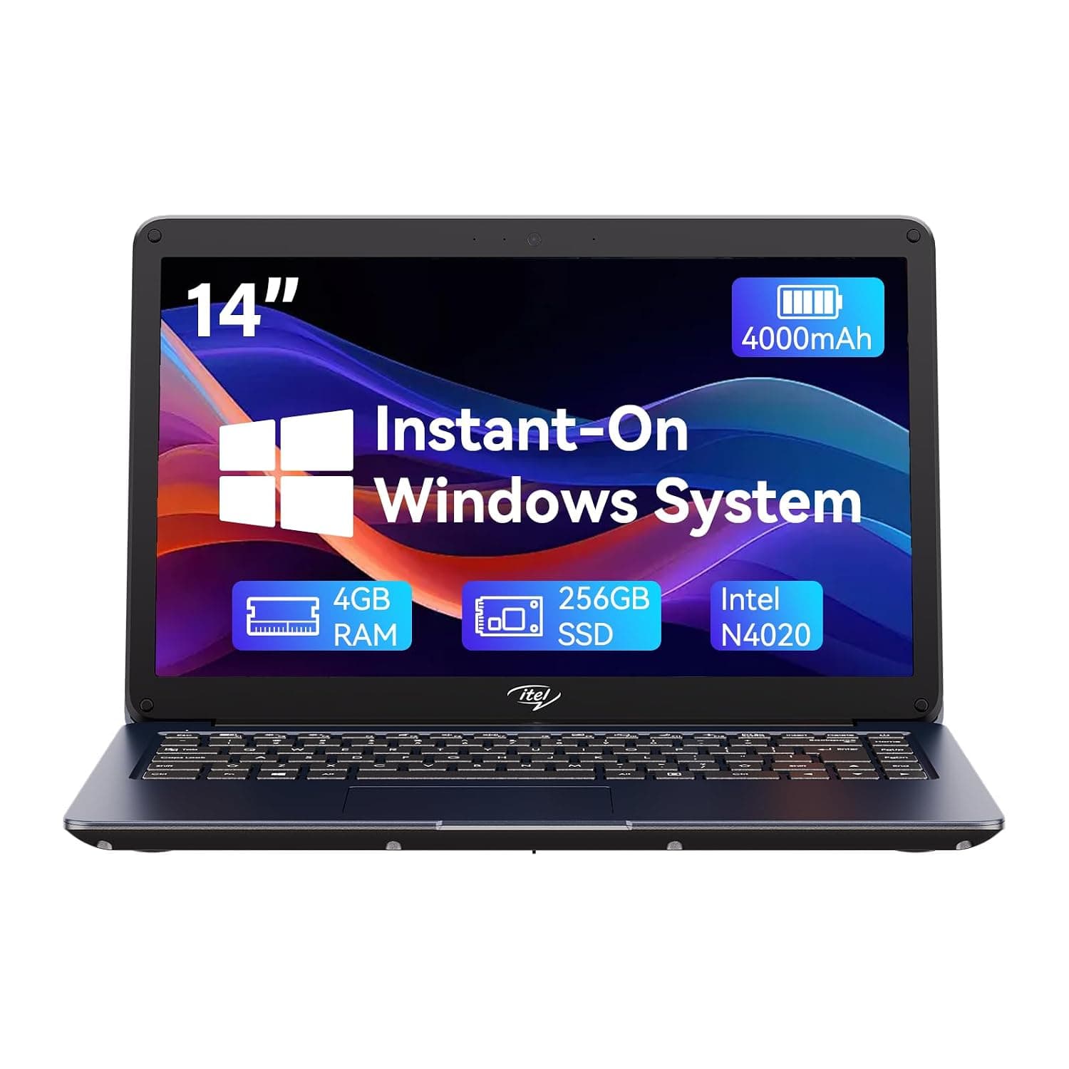 Itel 14 inch Laptop Computer - Celeron N4020(Dual-Core), UHD Graphics 600, 4GB RAM 256GB SSD, 14" Micro-Edge HD Display, Ultra Slim, 4000 mAh Long Battery Life, 2.4G/5G WiFi, HDMI, for Office & School