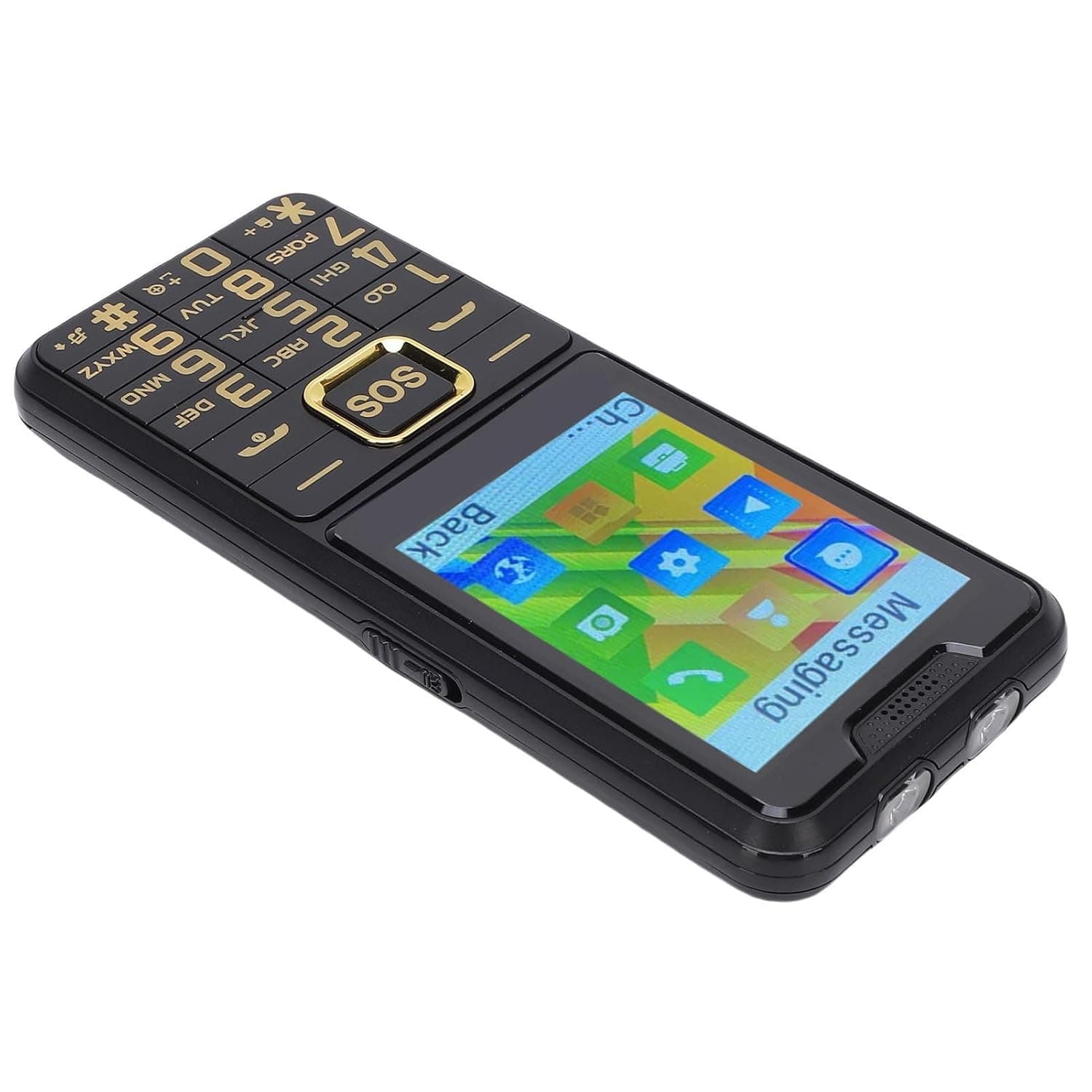 Super Slim Senior Mobile Phone with Advanced Adhesion Technology, Voice Announcements, SOS Key, 2.6 Inch HD Display, Flashlight, Dual SIM (Black)