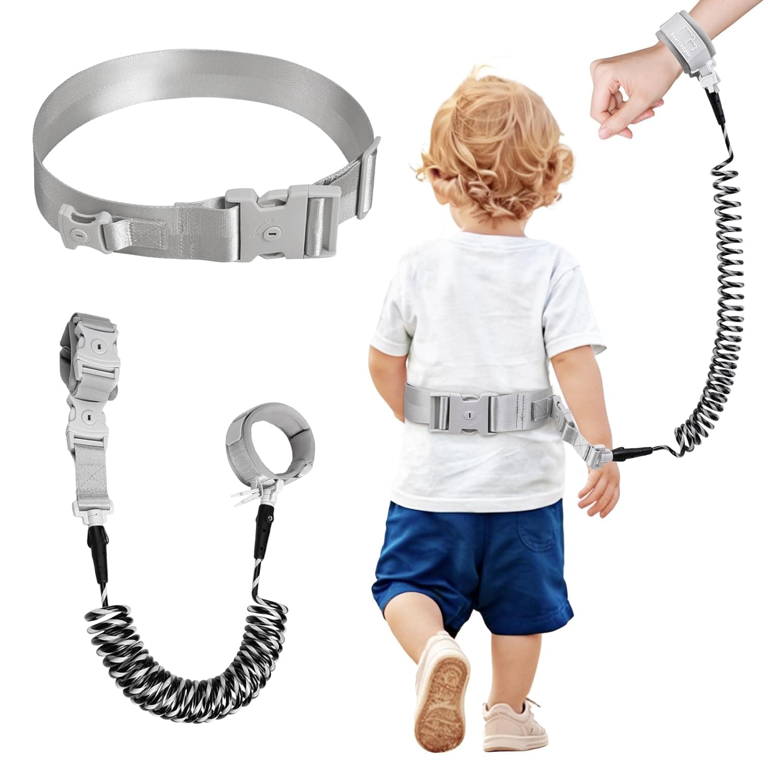 Toddler Anti Lost Leash Belt, Reflective Kids Walking Harness Wrist Link with Safety Lock, Child Wristband Tether for 1-5 Years Old Boys Girls Outdoor Travel Black