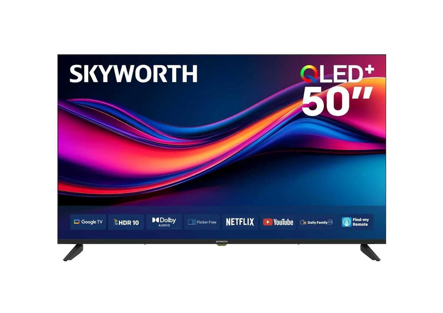 تلفزيون جوجل ذكي 50Q6000H 50 بوصة 2K QLED+ شاشة FHD QLED+ معدل تحديث 60 هرتز ونظام تشغيل جوجل تي في مع كروم كاست مدمج، صوت دولبي، واي فاي ثنائي النطاق من سكاي ورث