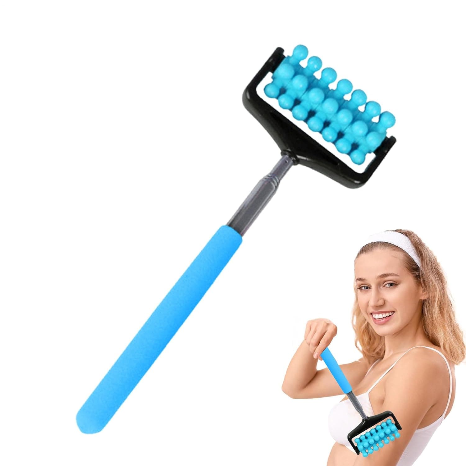 Telescopic Massage Roller Silent Portable Telescopic Handheld Body Massager | Portable Massage Stick for Women Men Travel Home Office Gym Daily Relaxation Post Workout Recovery Stress Relief Muscl